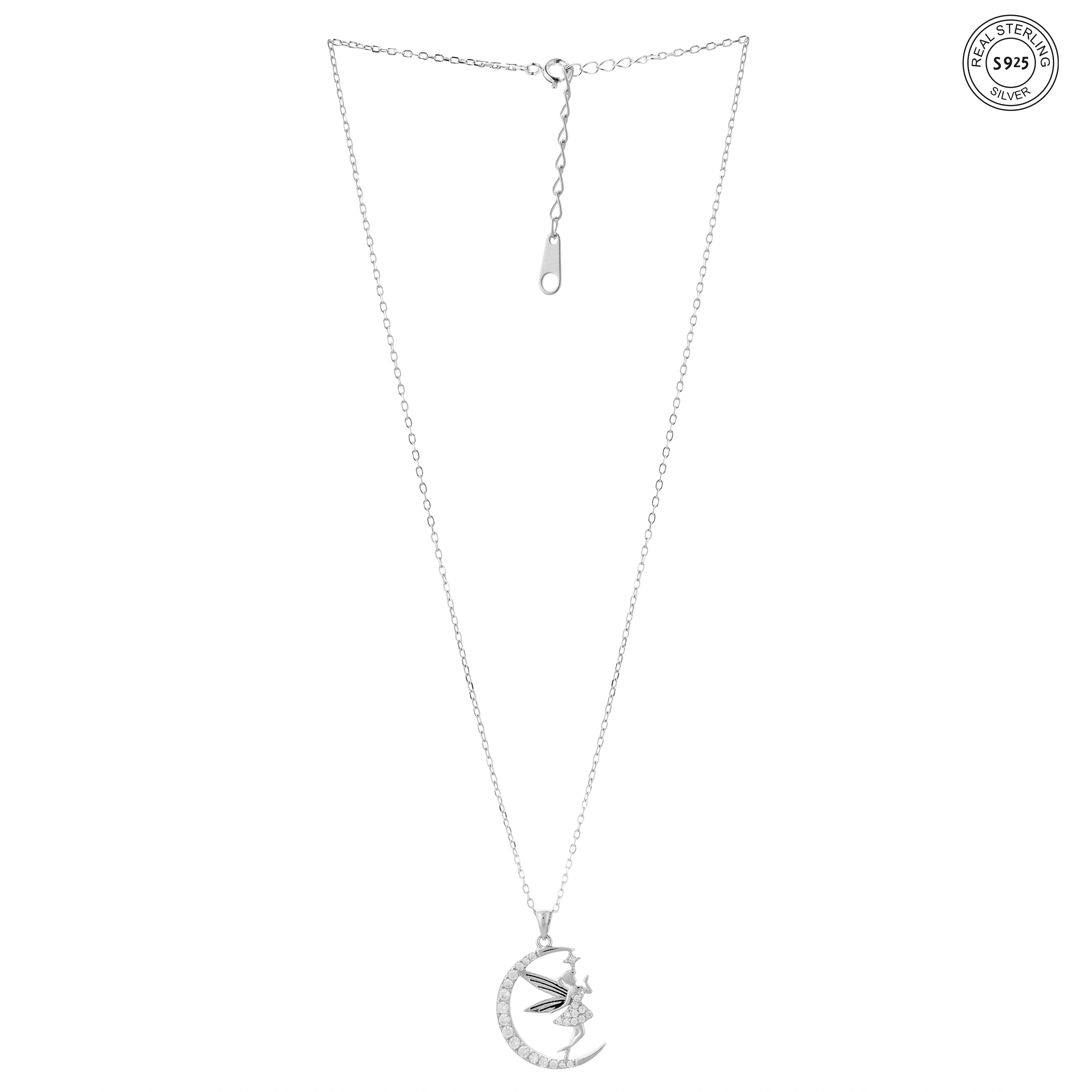 Minimalist angel pendant 925 silver dainty necklace for daily wear