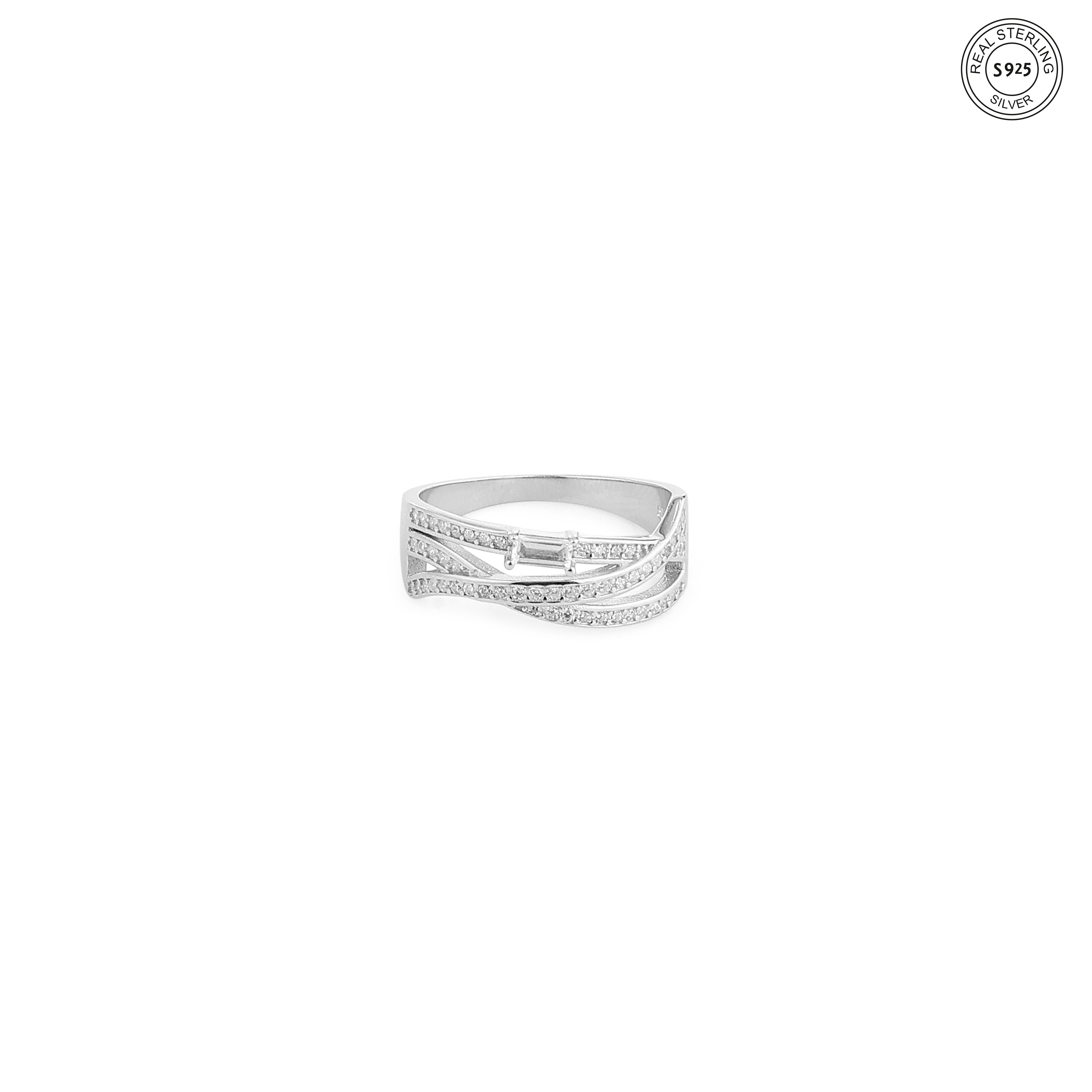 Minimal curve silver ring 925 for girls lightweight daily wear