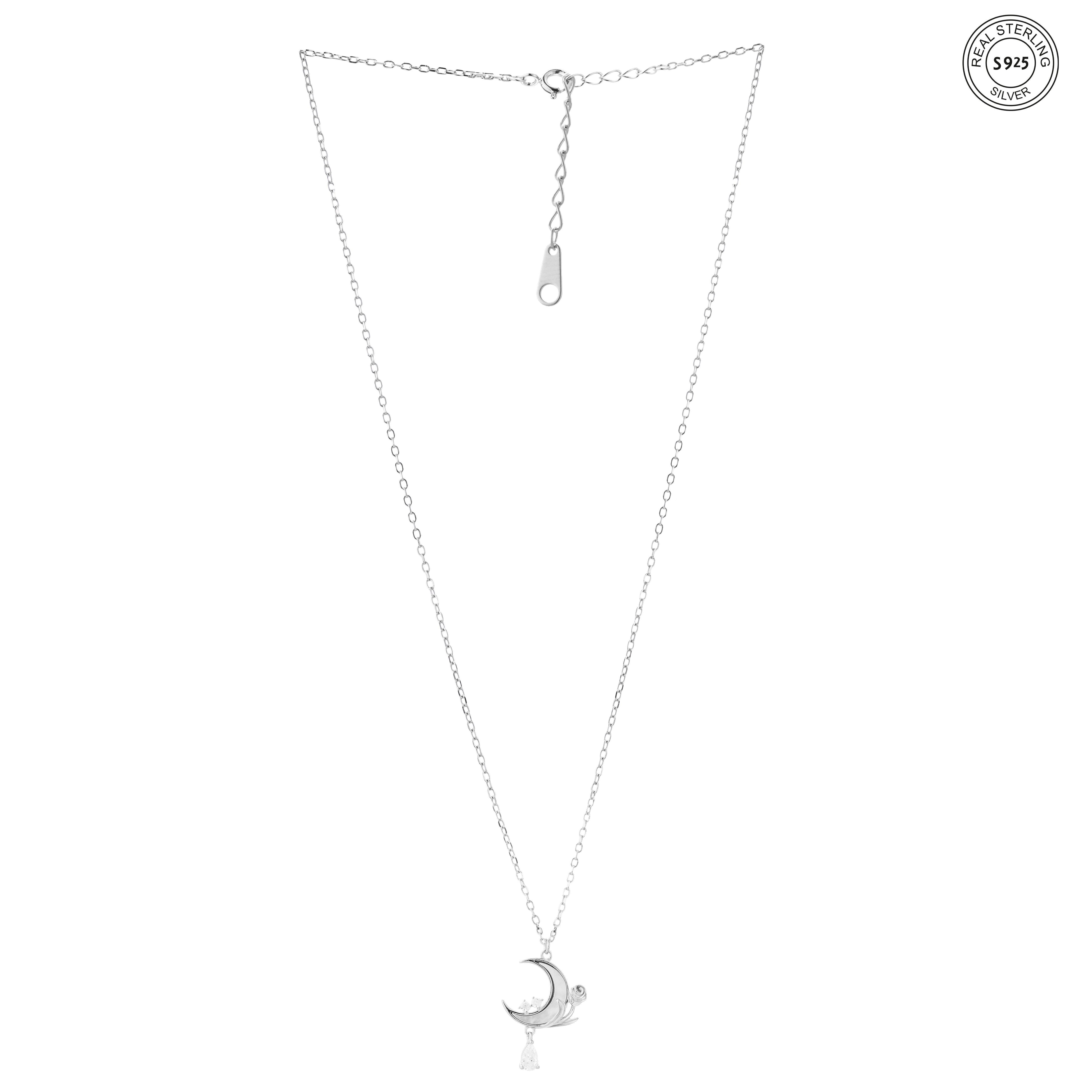 Moon drop pendant silver dainty modern look