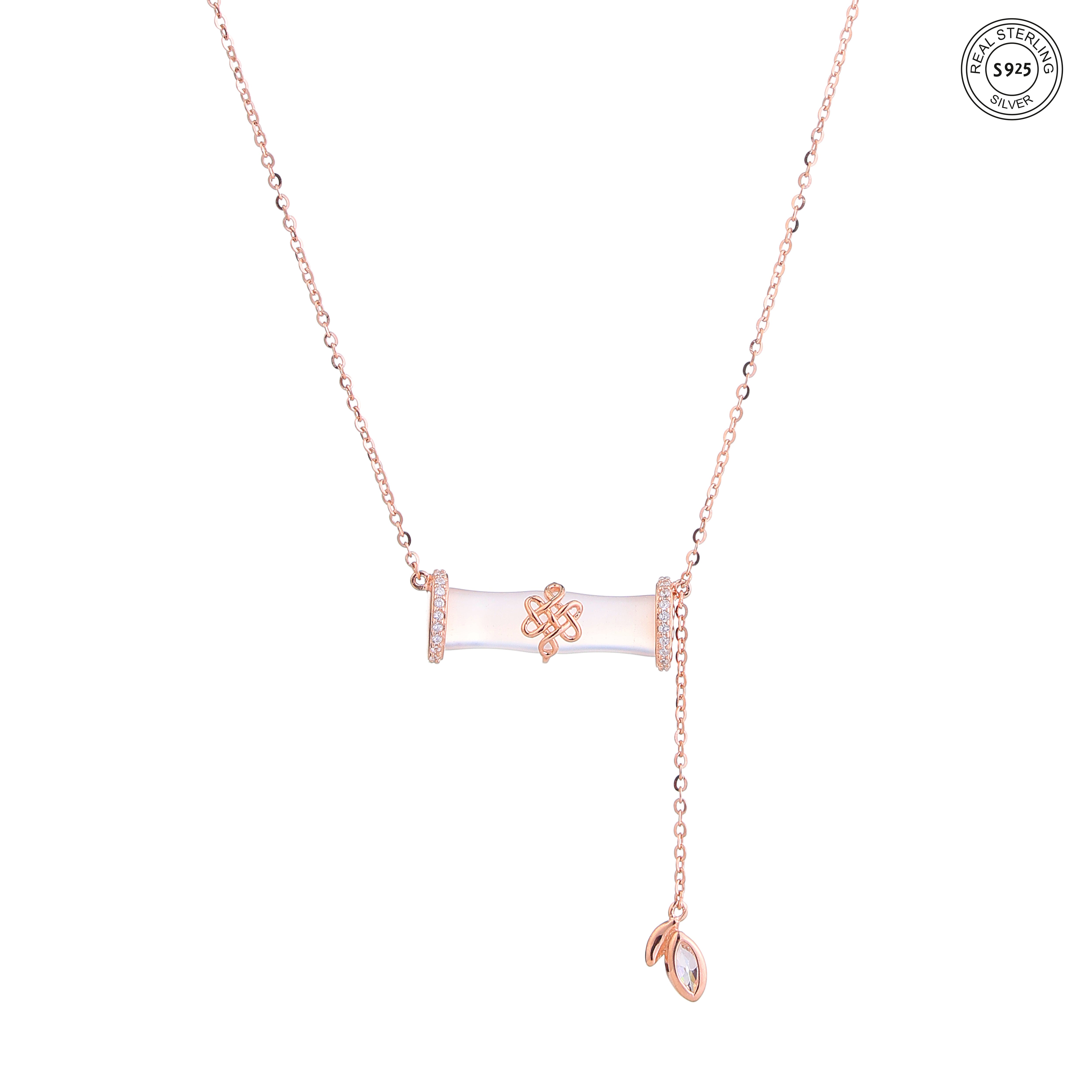 Nature bamboo pendant silver elegant minimal design
