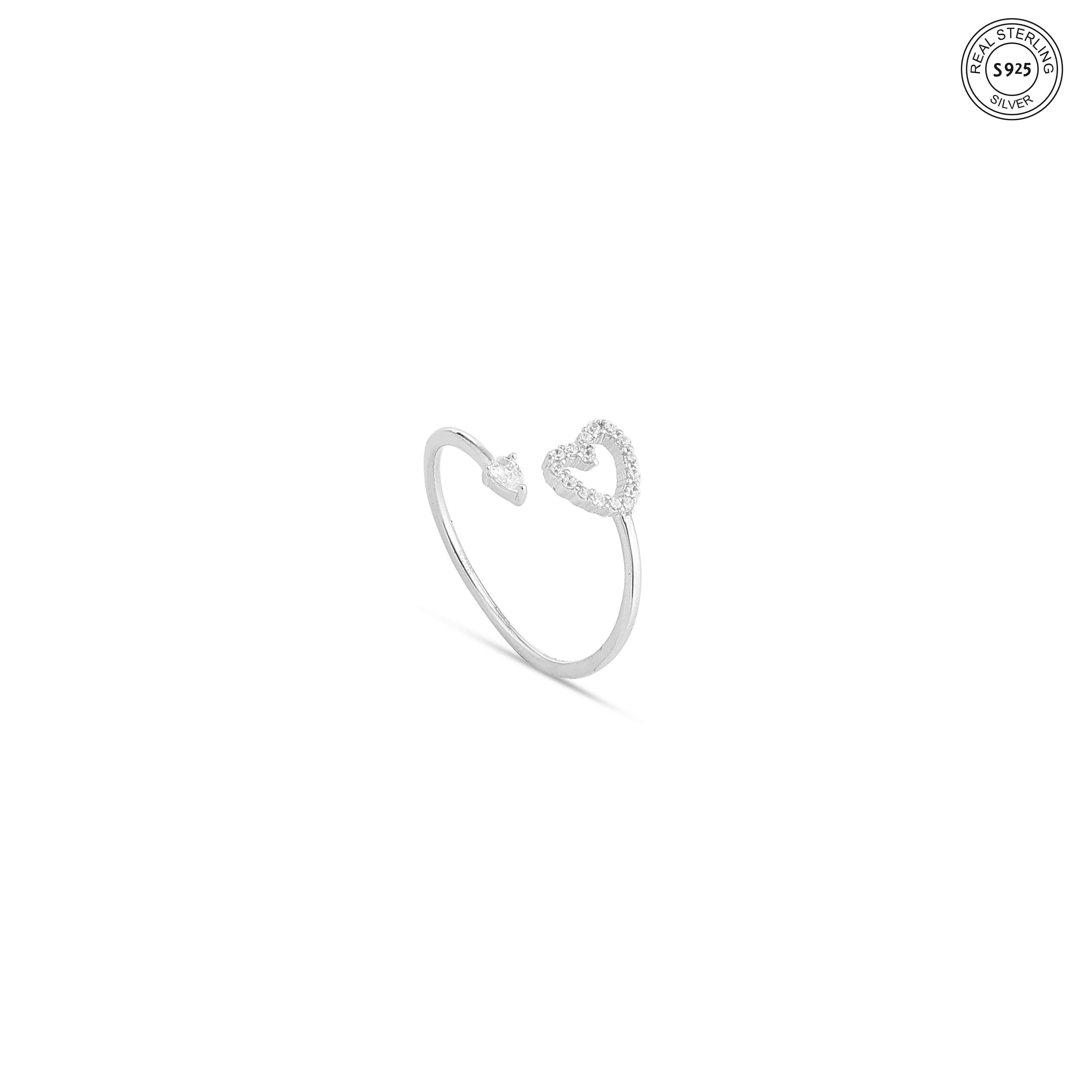 Romantic heart ring silver dainty elegant look