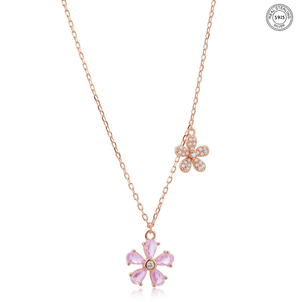 Rosegold blossom pendant necklace for girls cute elegant jewelry