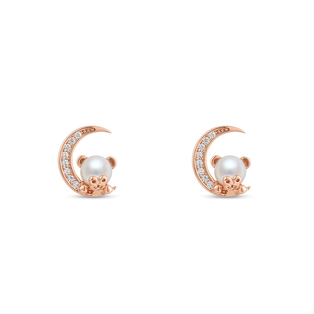 Rosegold teddy moon earrings aesthetic trendy design