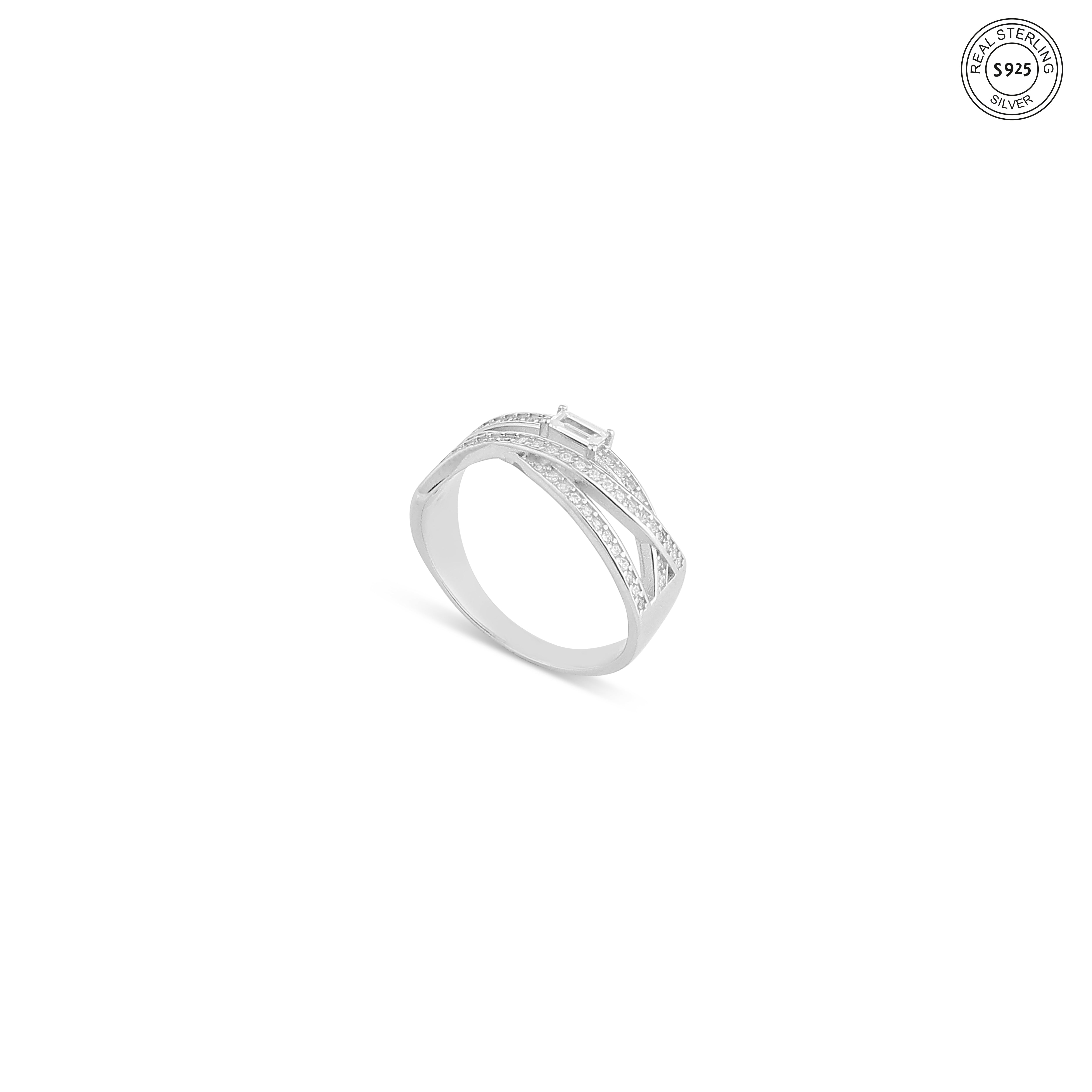 Silken curve silver ring 925 minimalist curved ring for women