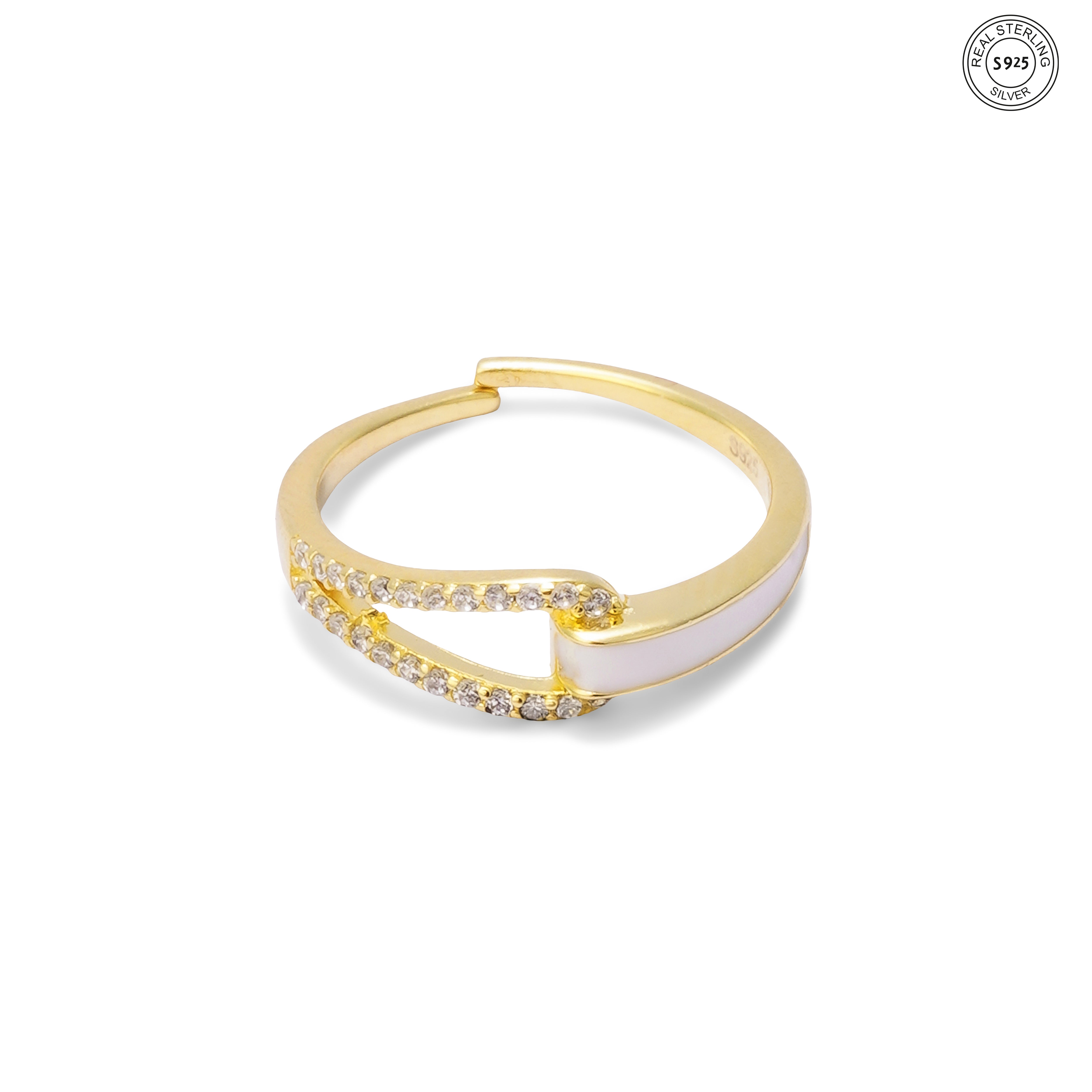 925 sterling silver enamel ring gold plated stylish design for women