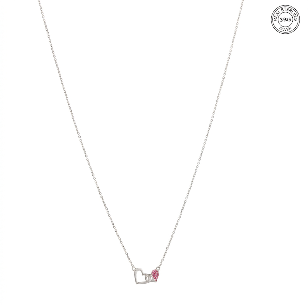 Silver heart pendant design 925 necklace for women minimalist style