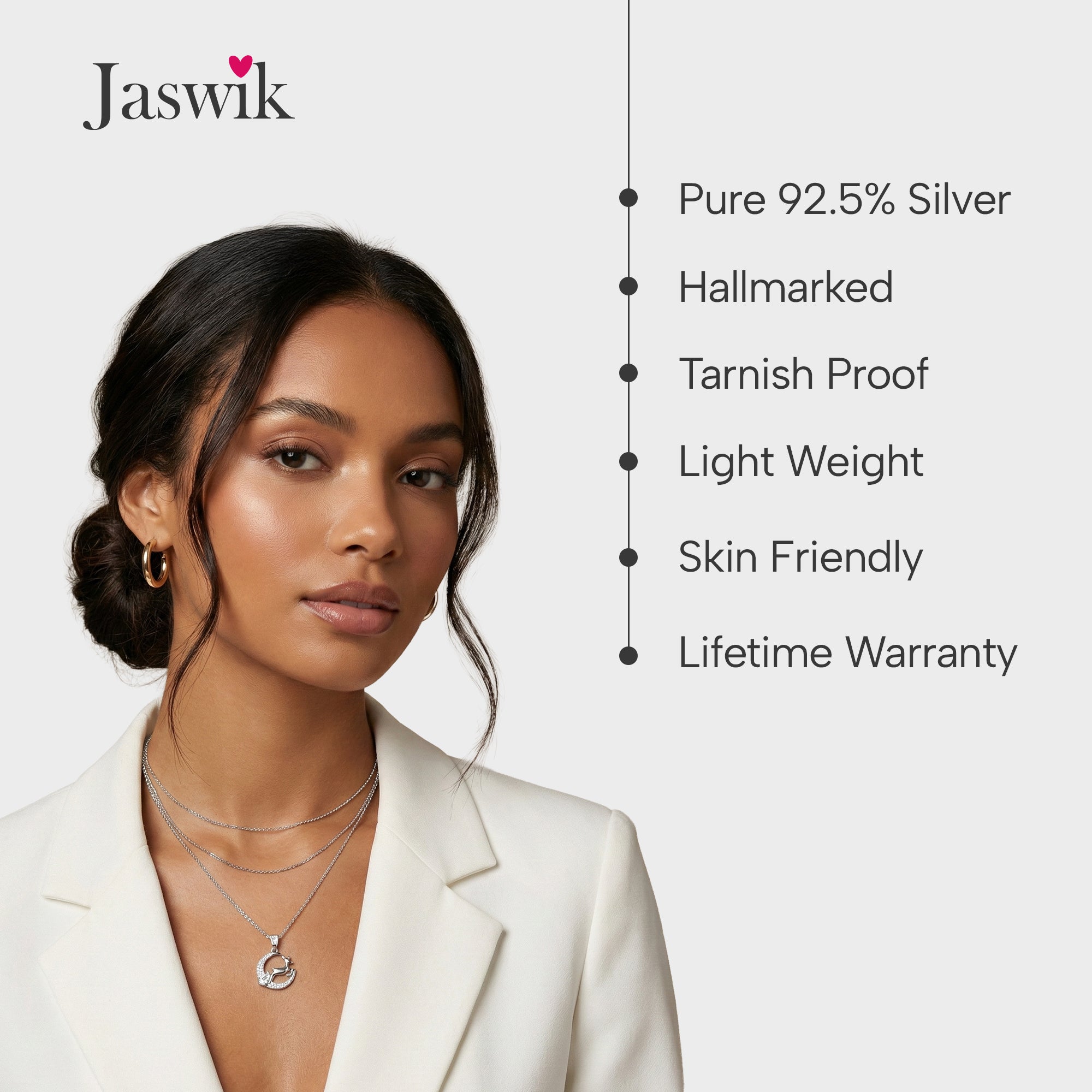 woman wearing 925 sterling silver jewellery stylish daily wear look