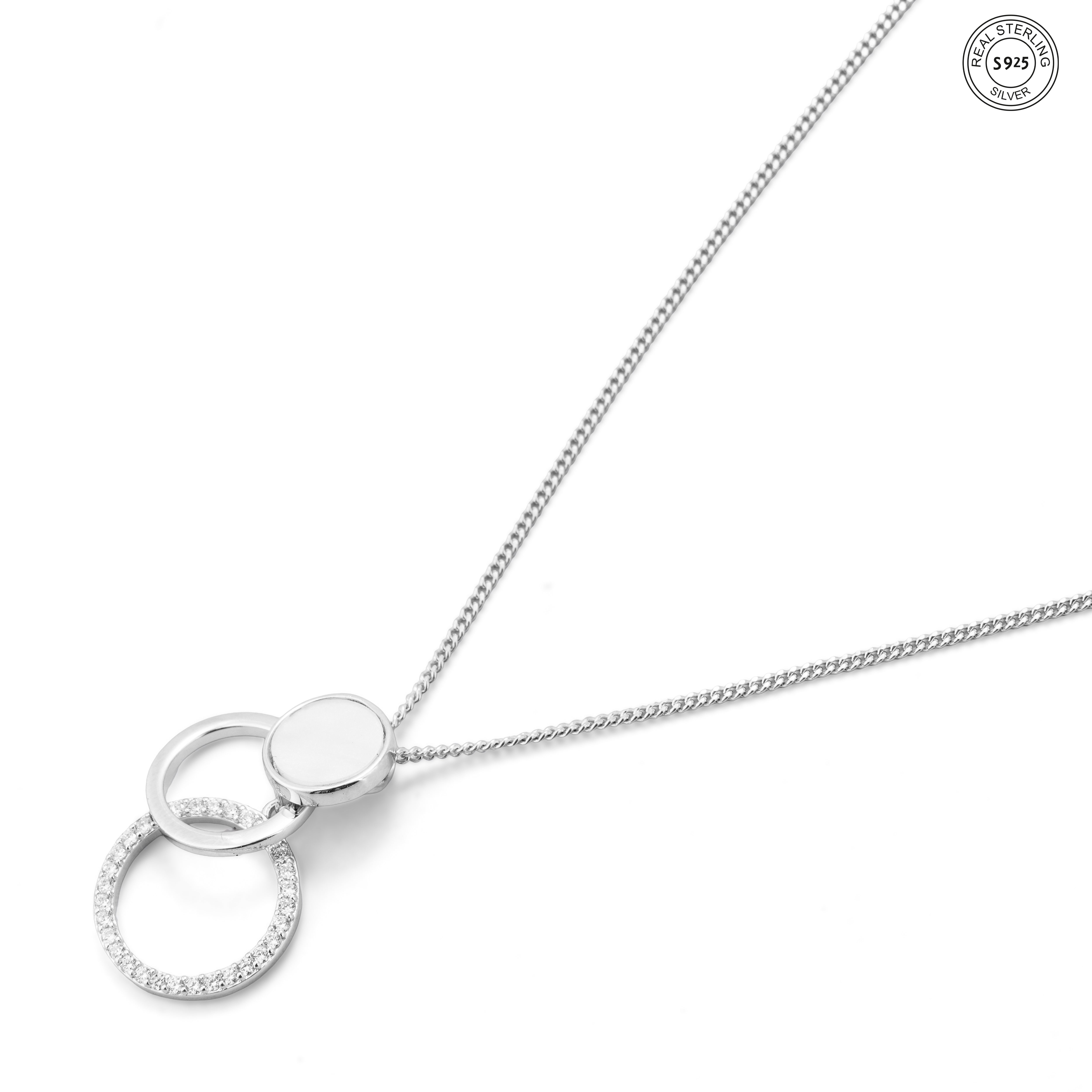Silver loop trio pendant elegant geometric design