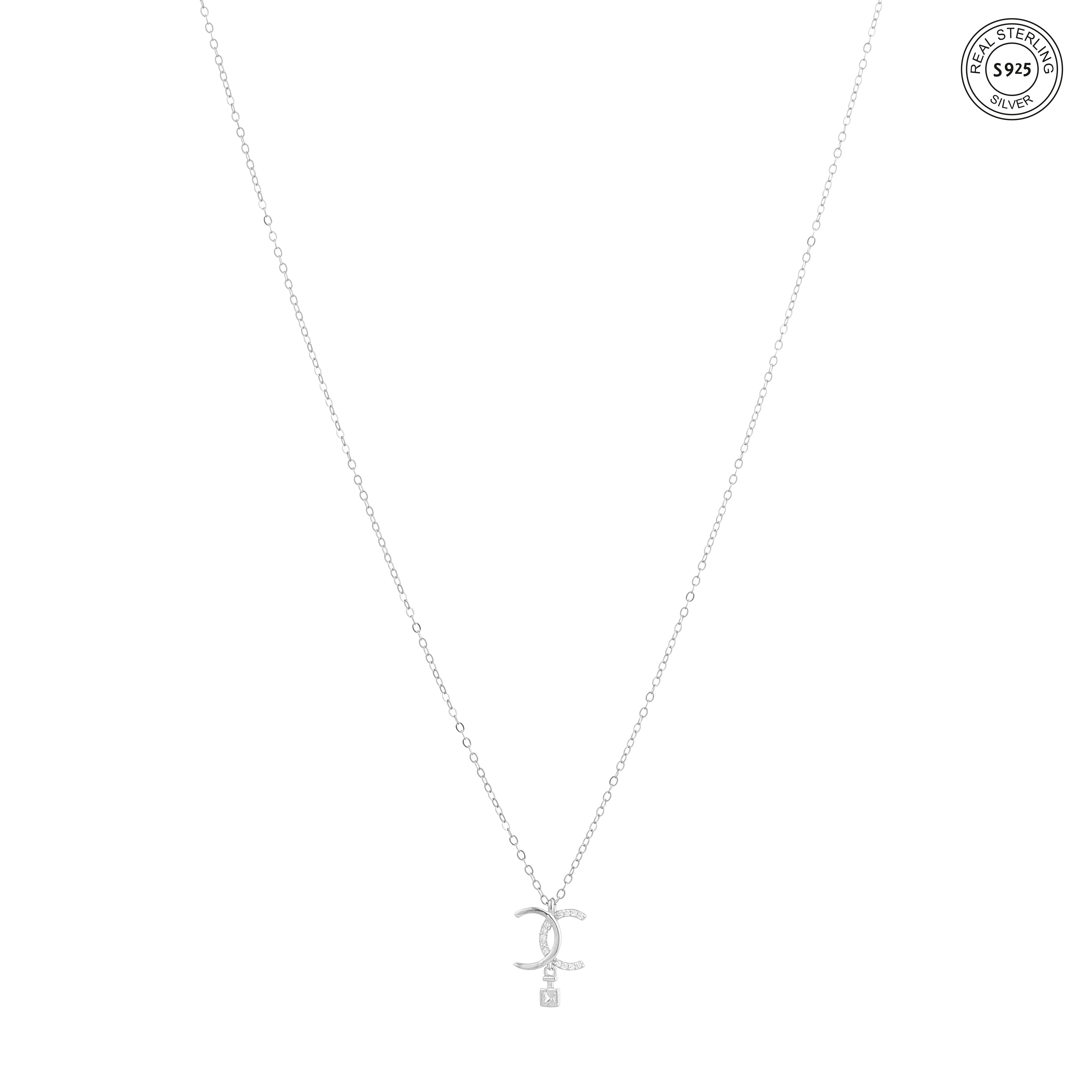 925 silver twin curve pendant close up premium finish detailing
