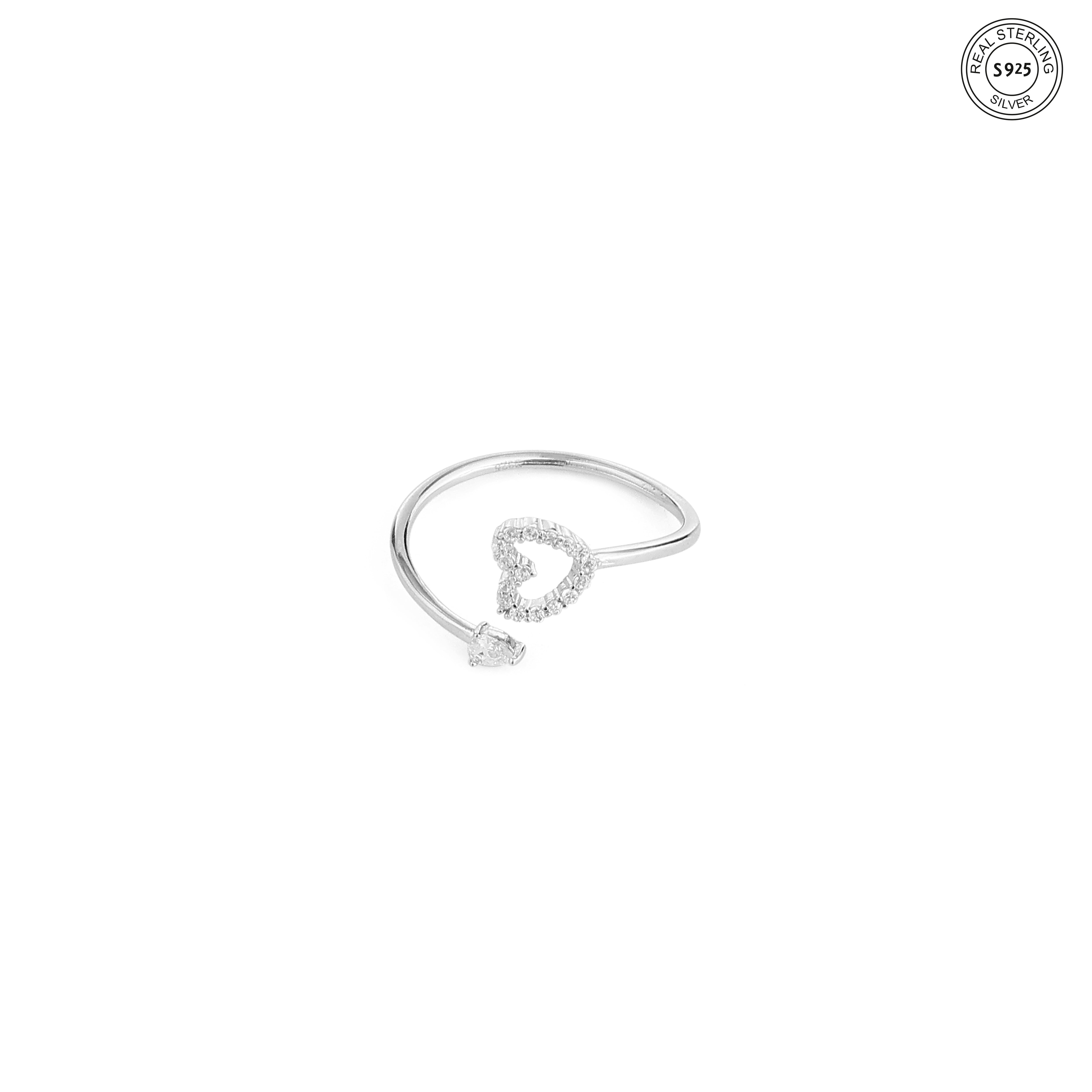 Sweet heart silver ring elegant romantic design