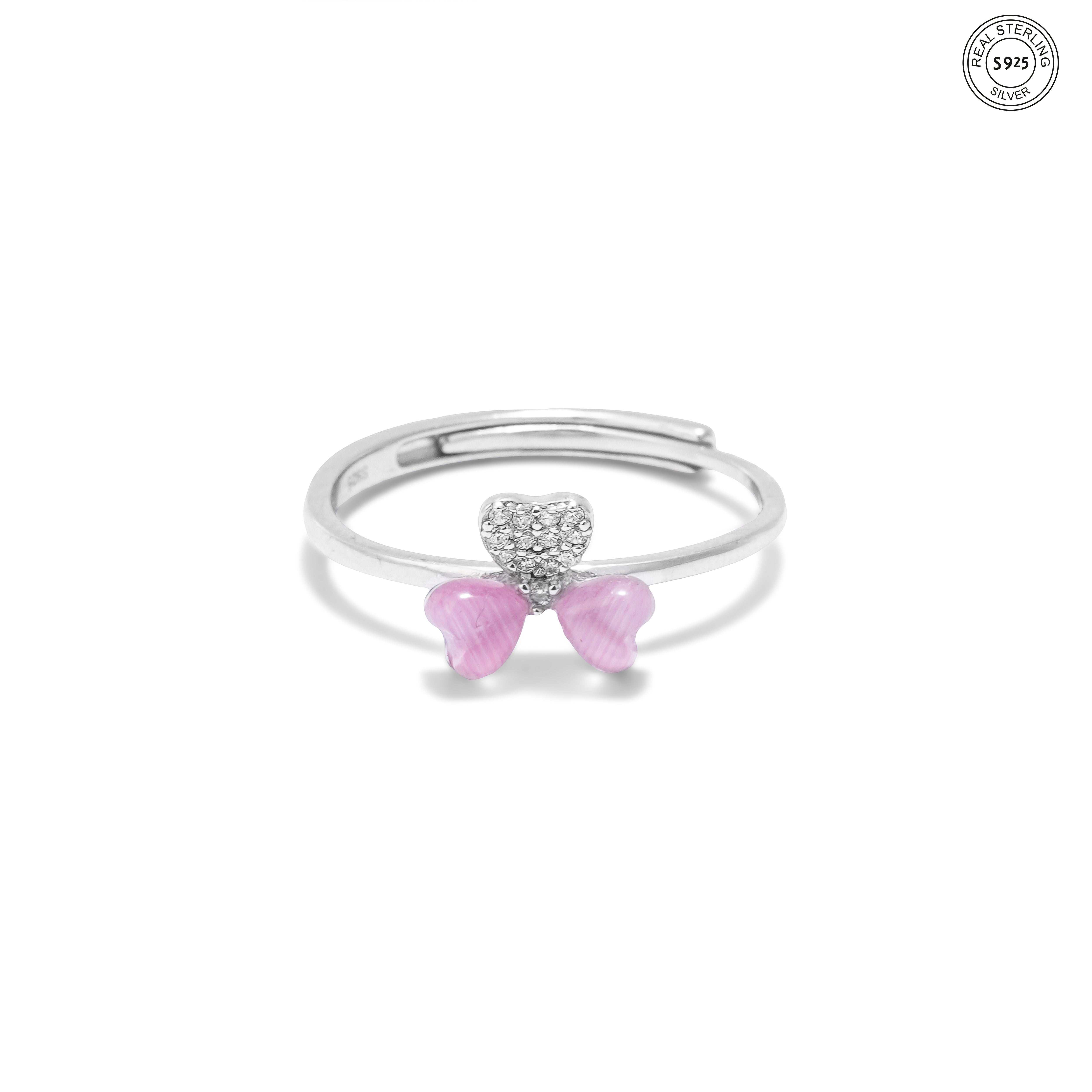 Triple heart silver ring elegant romantic design