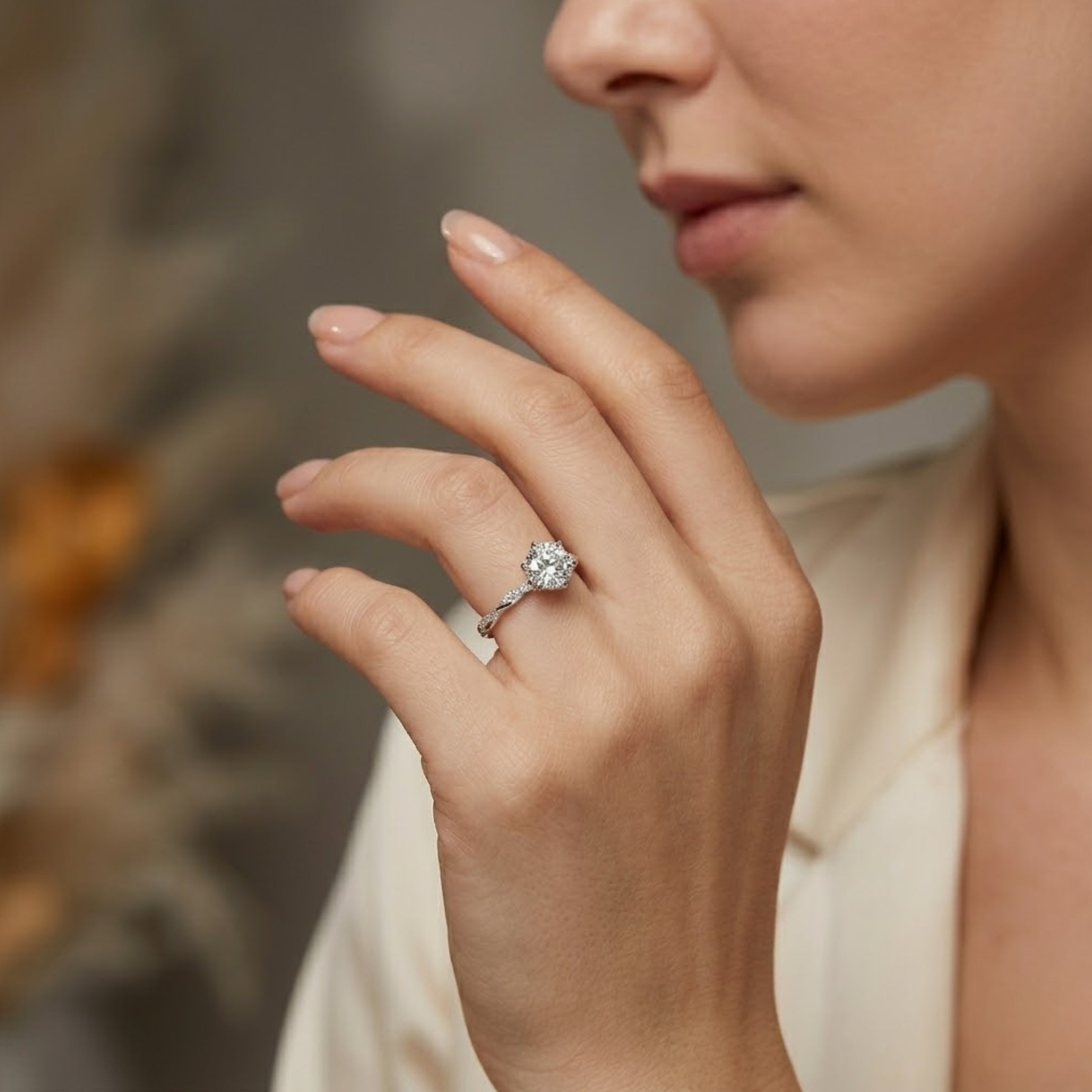 Twist solitaire silver ring 925 sterling silver elegant design for women