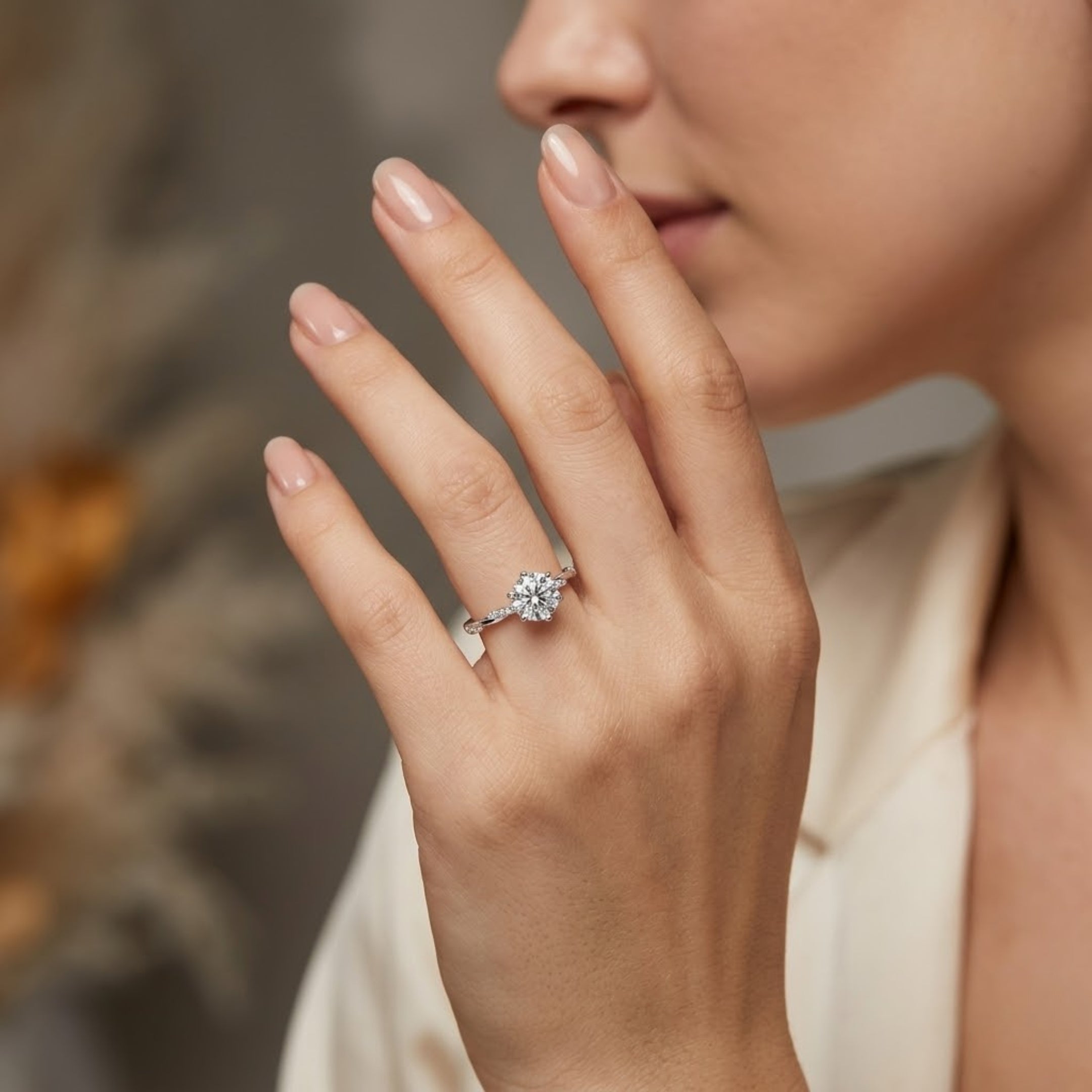 Twisted band silver ring with solitaire stone 925 silver for women