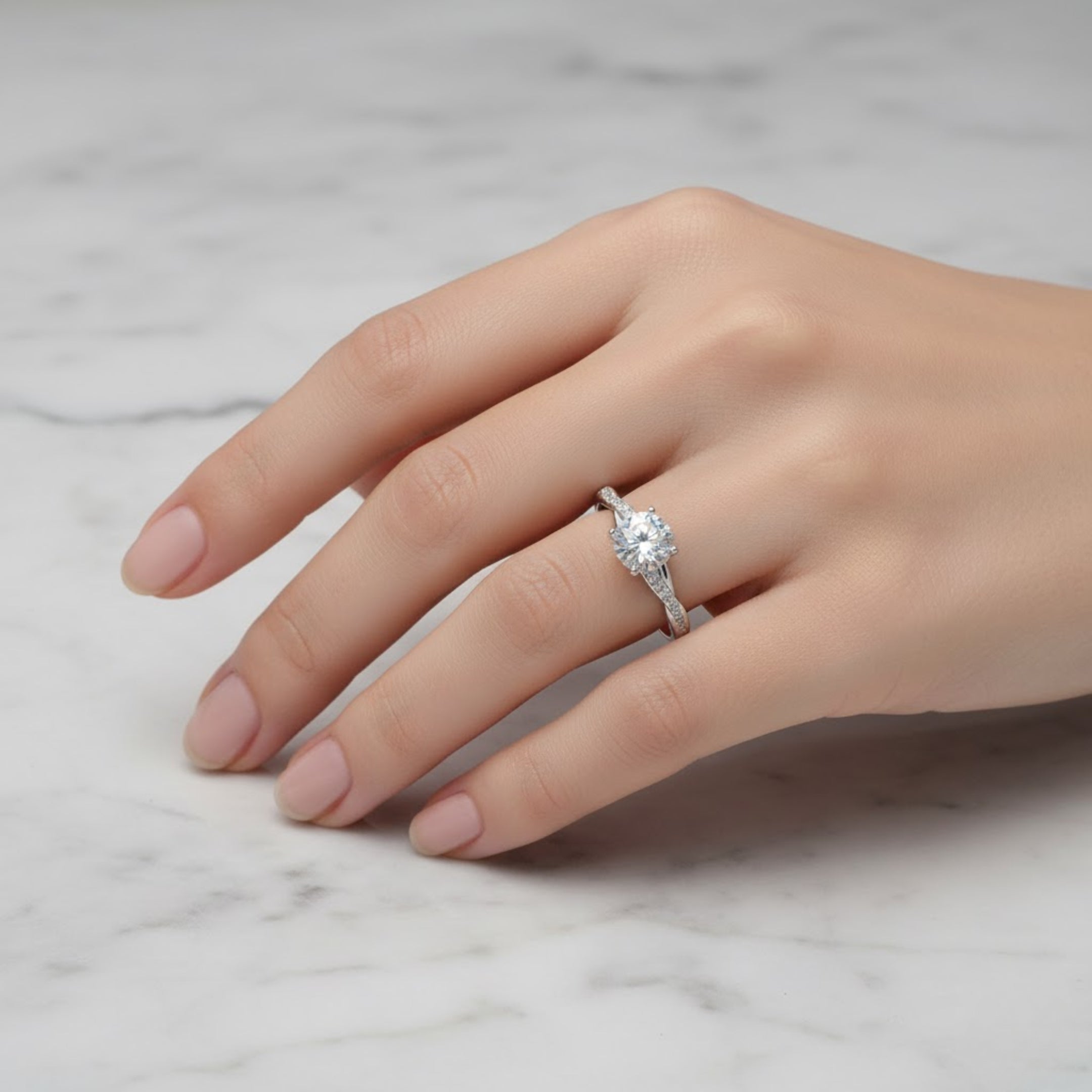 Twisted band 925 silver solitaire ring for women minimalist jewelry