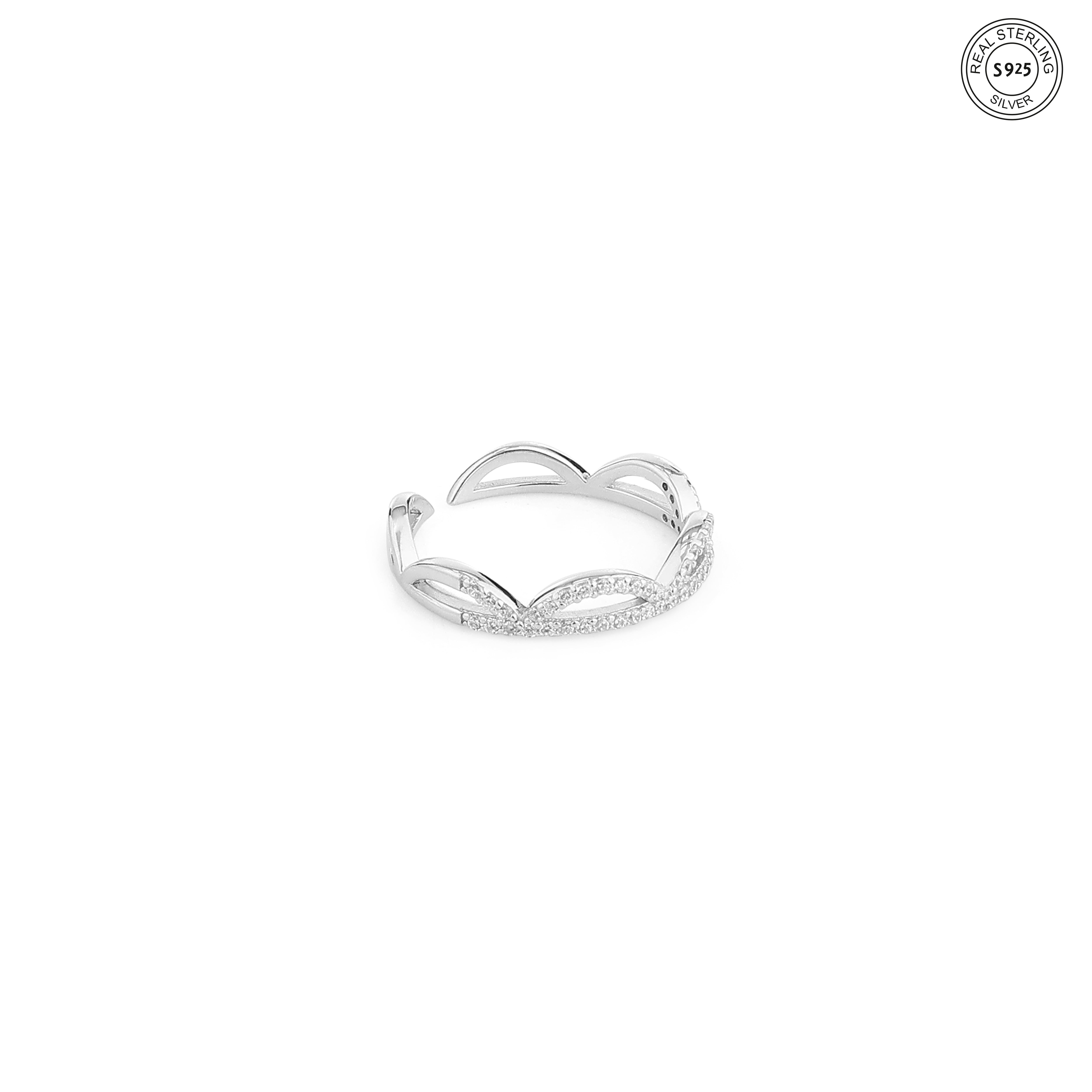 Wave design silver ring sleek modern style