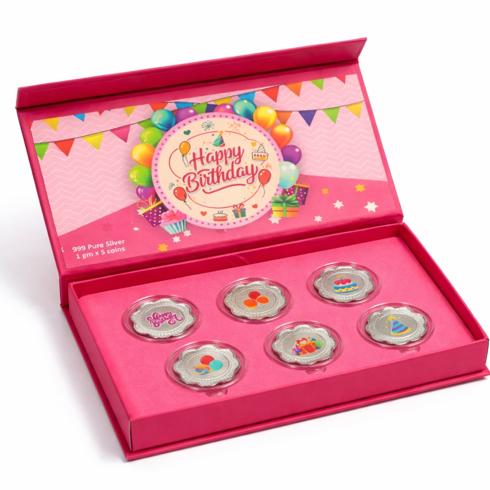 Happy Birthday Silver coin gift box | Set of 5 coins