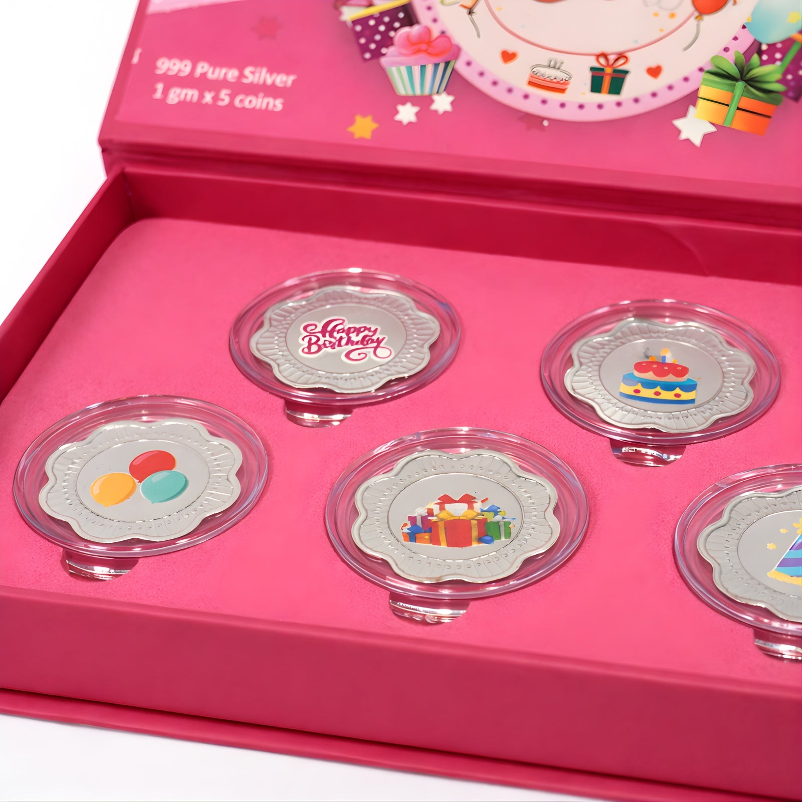 Happy Birthday Silver coin gift box | Set of 5 coins