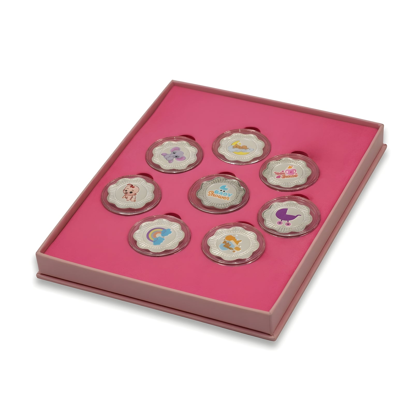 Baby shower Silver coin gift box | Set of 8 coins