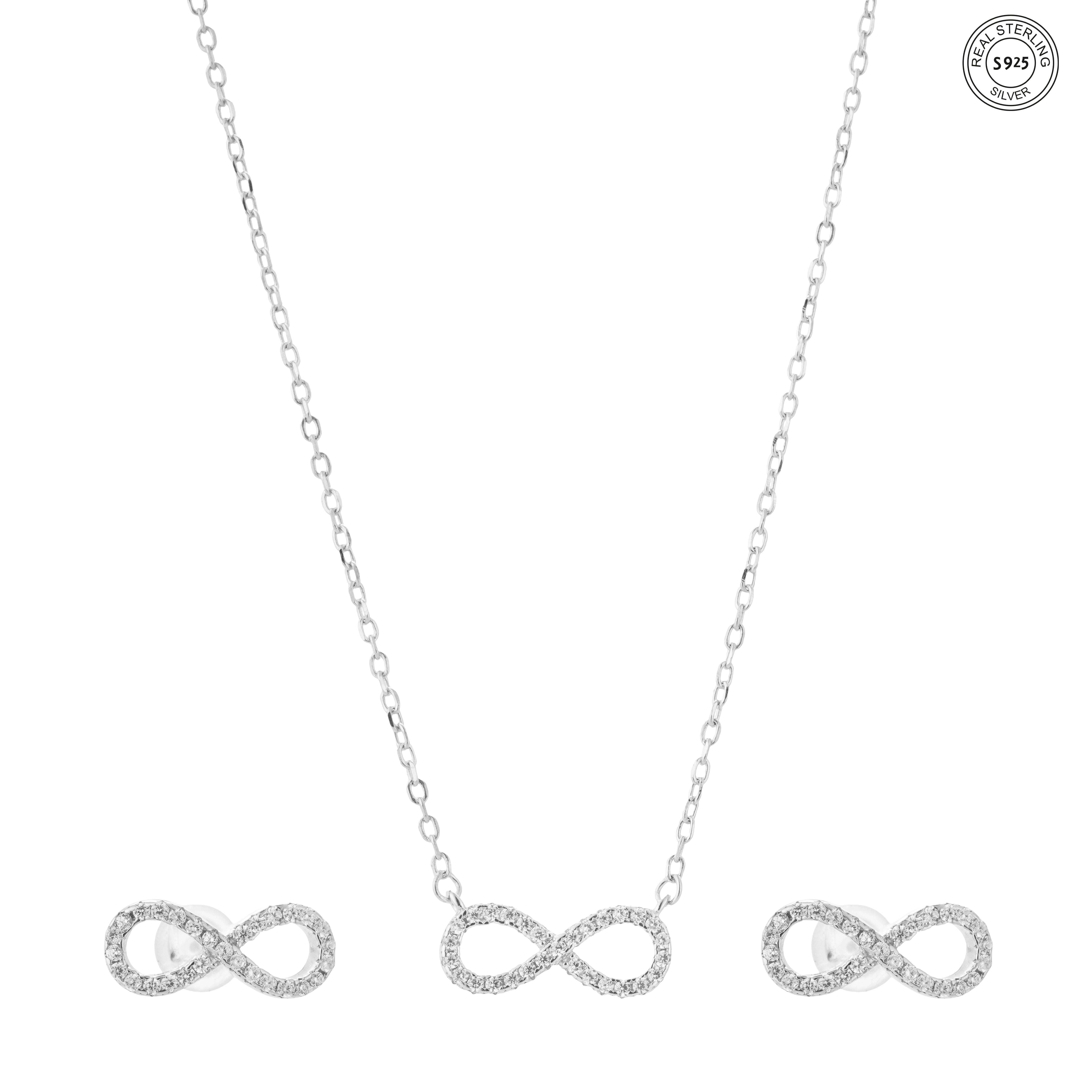 925 sterling silver loop necklace and earrings set elegant jewelry for women