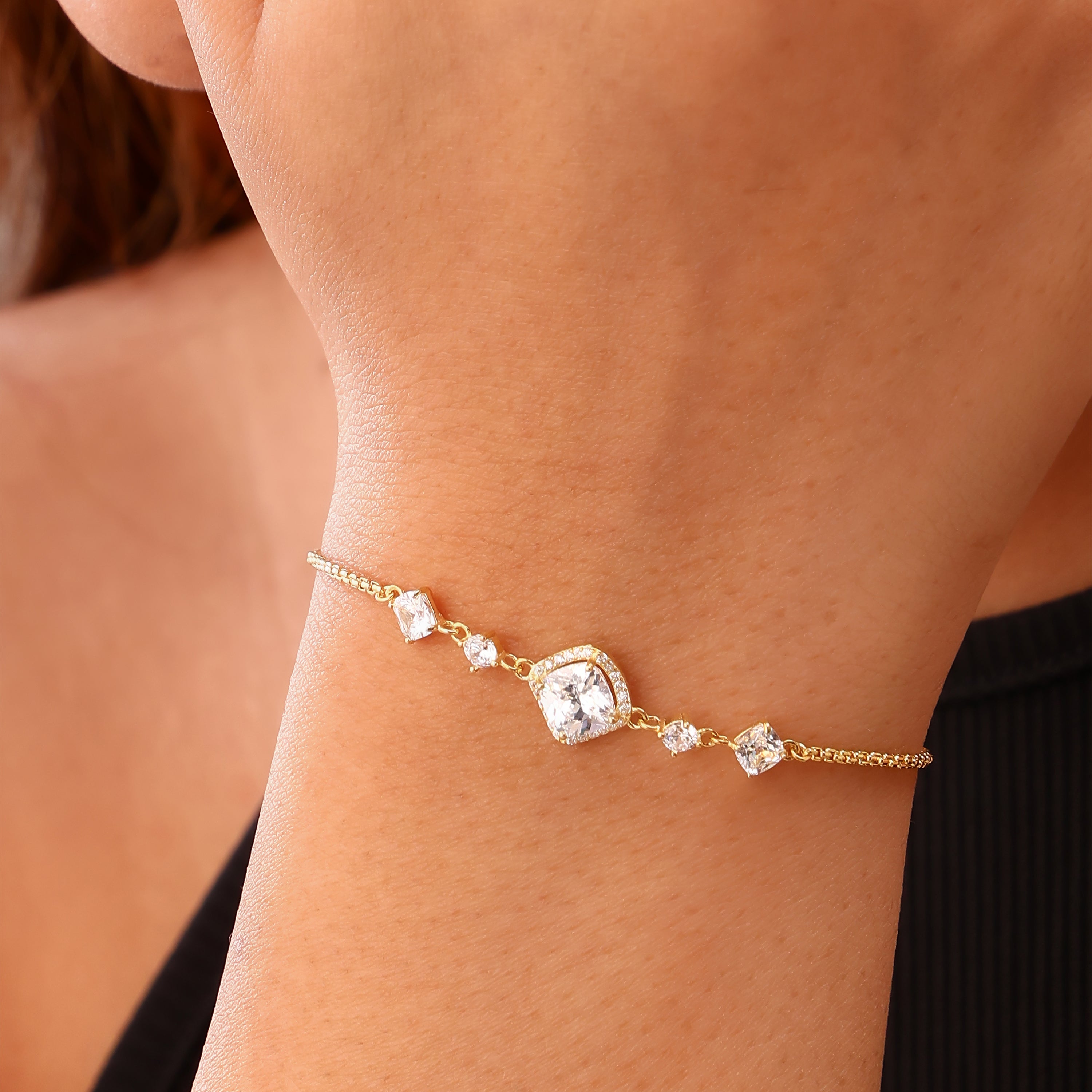 Radiant Gem Adjustable Gold-Plated Silver Bracelet
