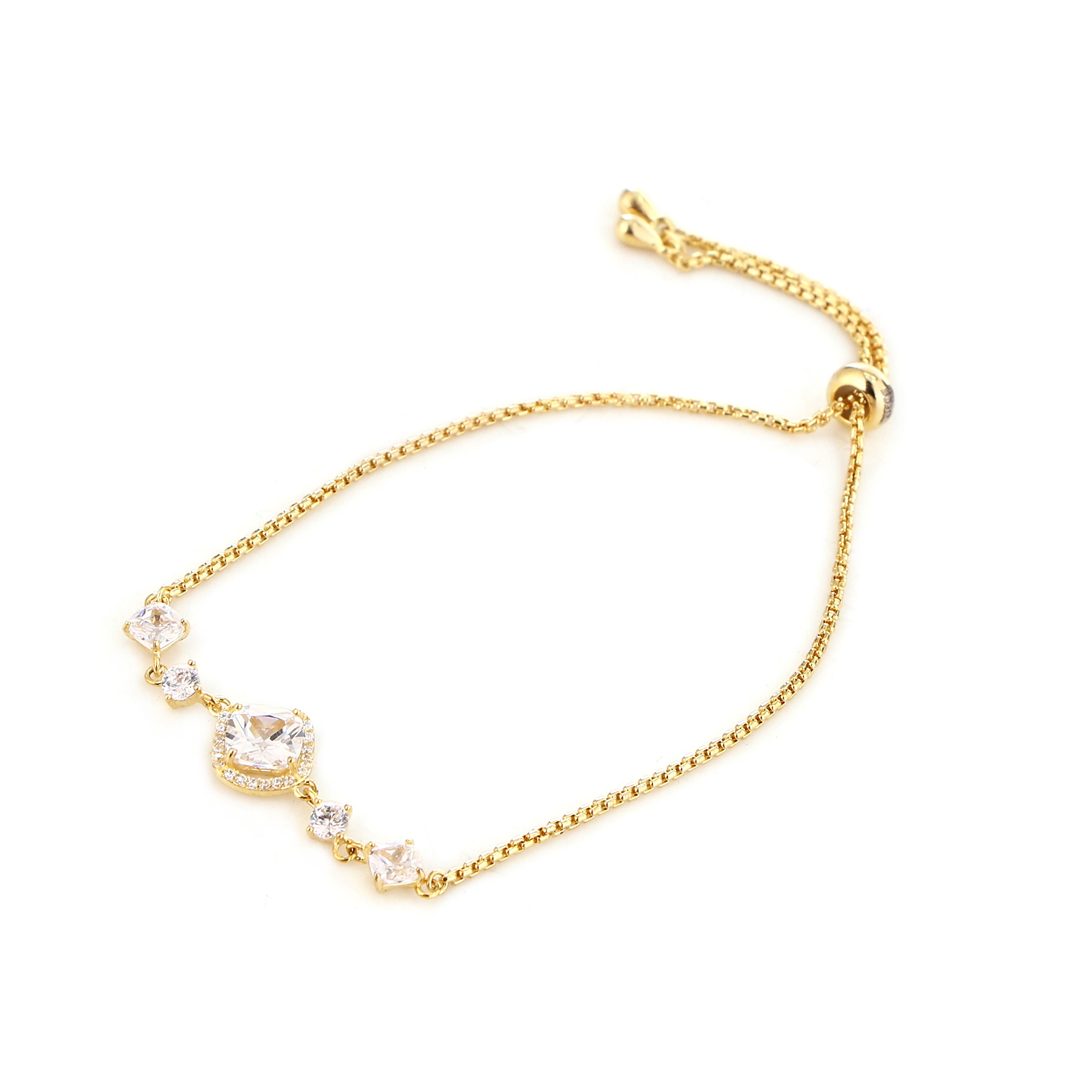 Radiant Gem Adjustable Gold-Plated Silver Bracelet