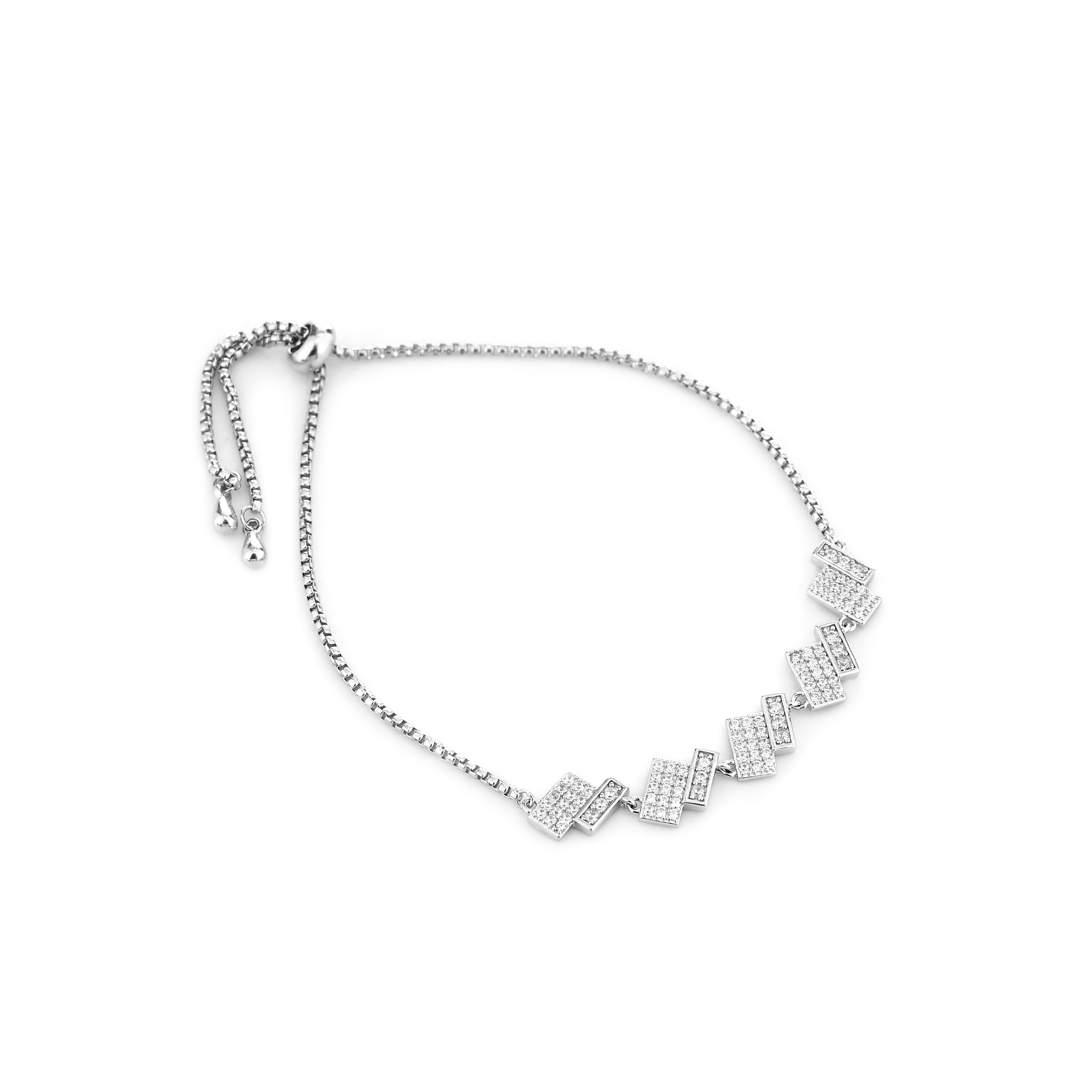 Geometric Layered Bar Adjustable Silver Bracelet