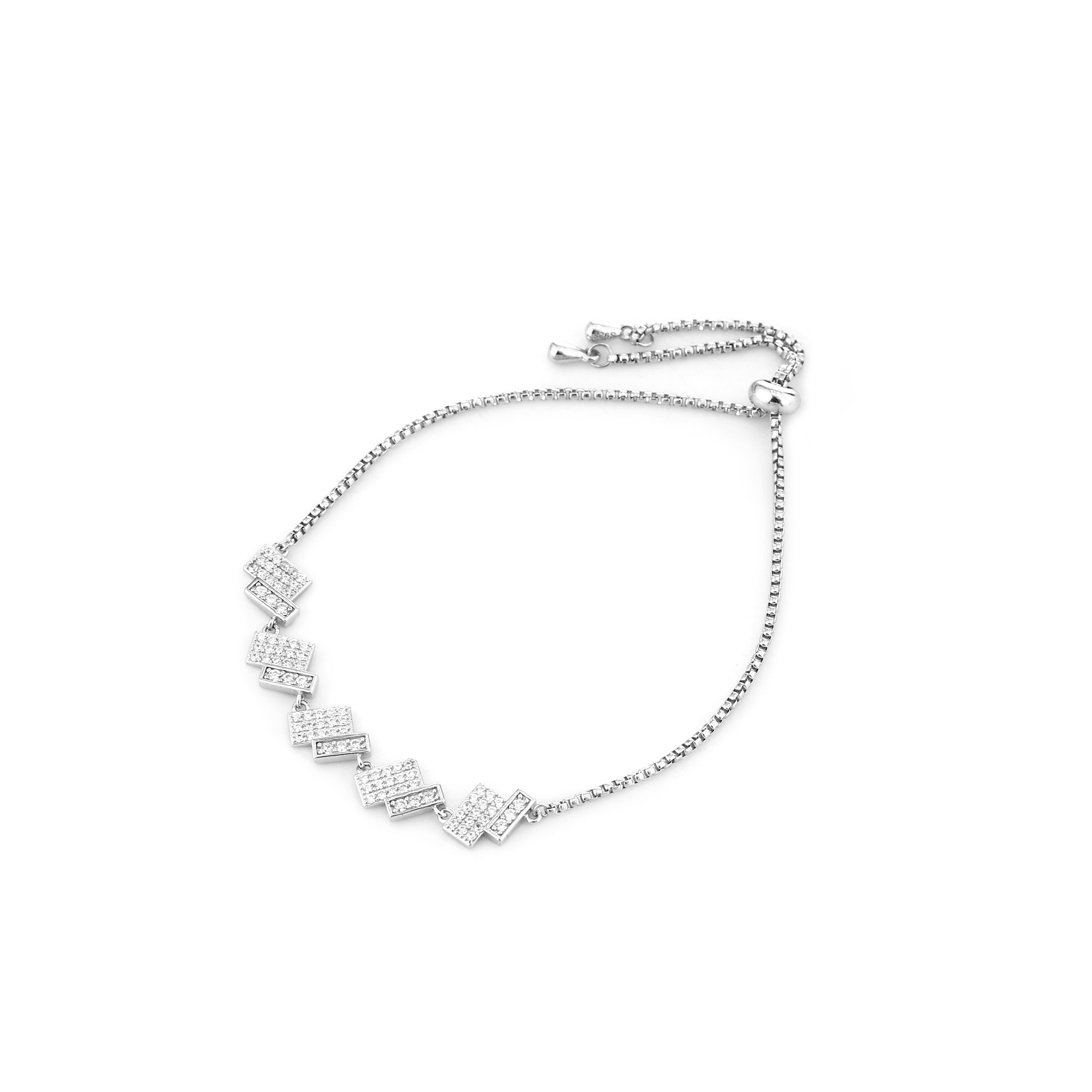 Geometric Layered Bar Adjustable Silver Bracelet