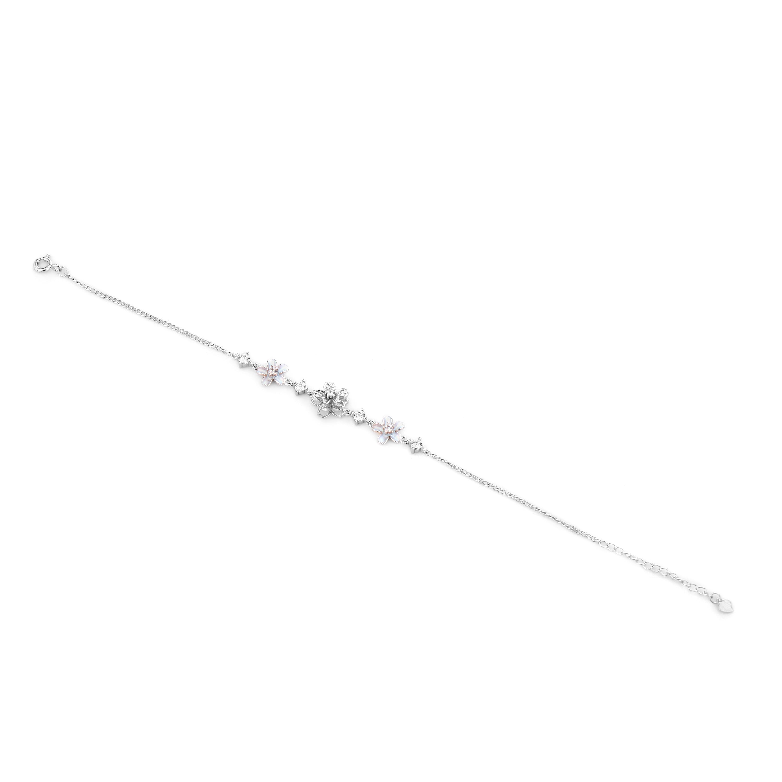 Blossom & Enamel Silver Link Bracelet