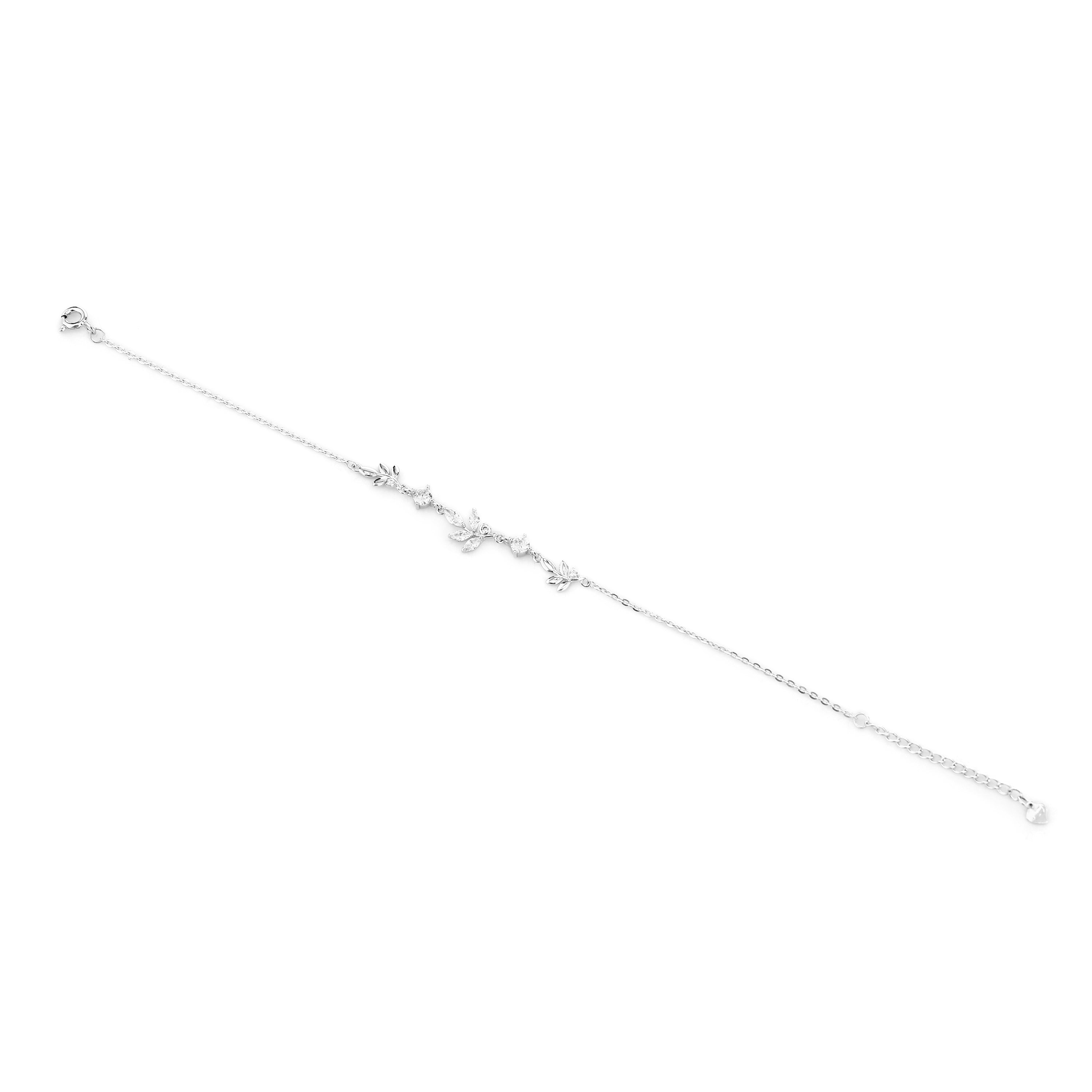 Shimmering Leaf Vine Silver Bracelet