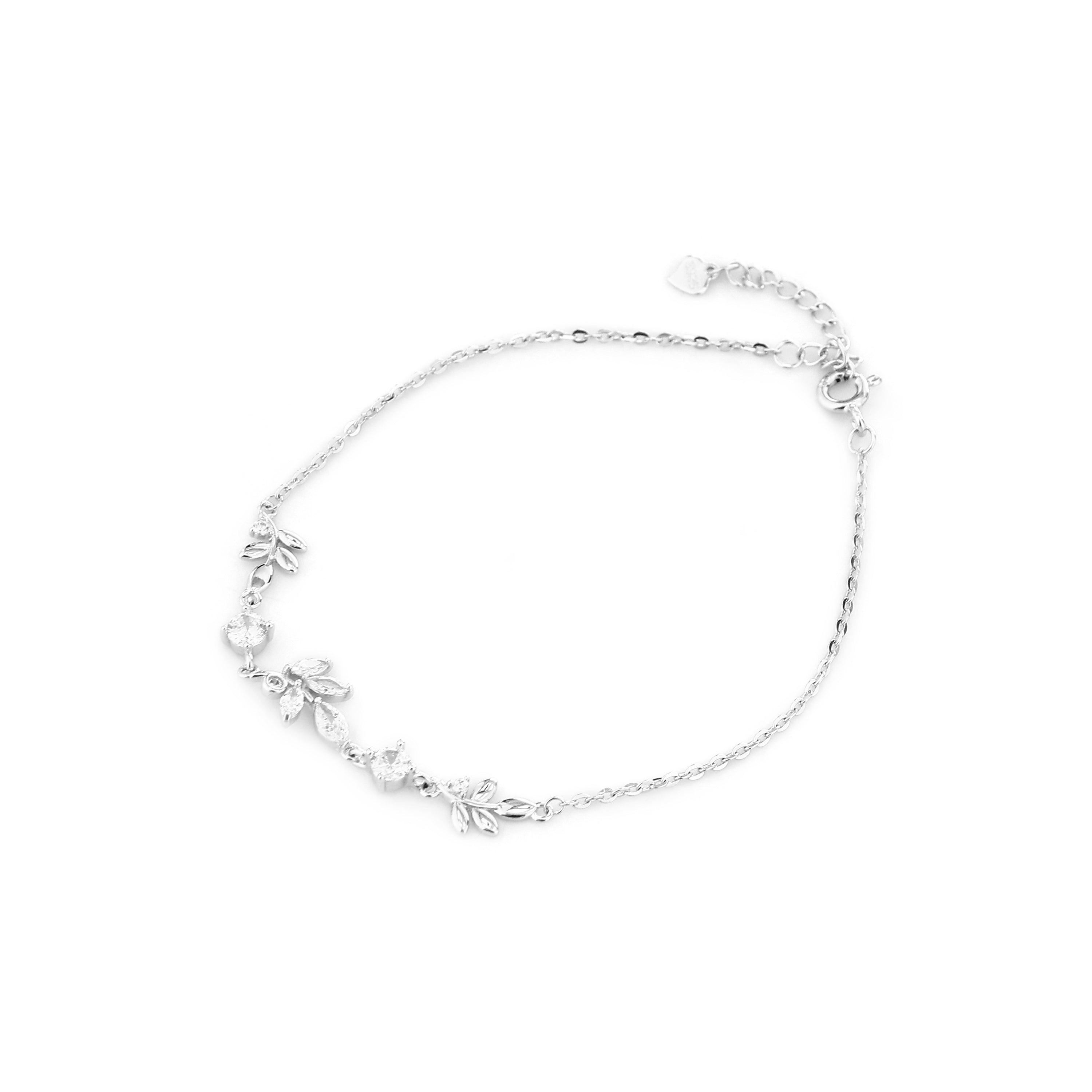 Shimmering Leaf Vine Silver Bracelet