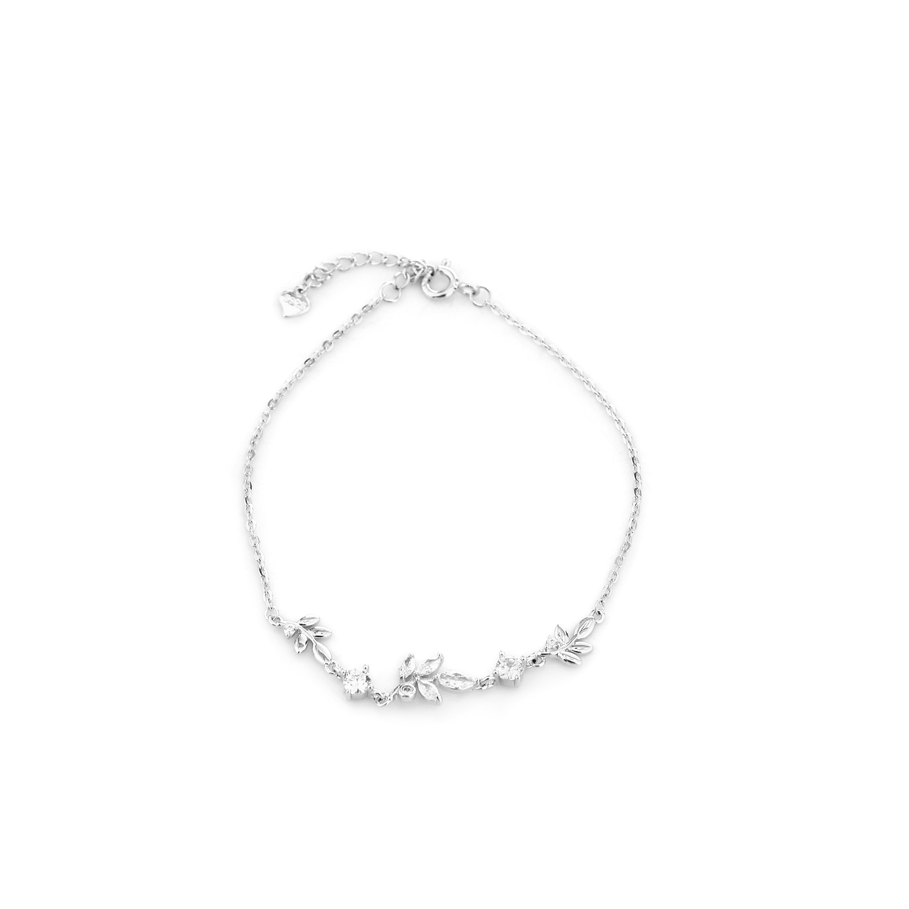 Shimmering Leaf Vine Silver Bracelet
