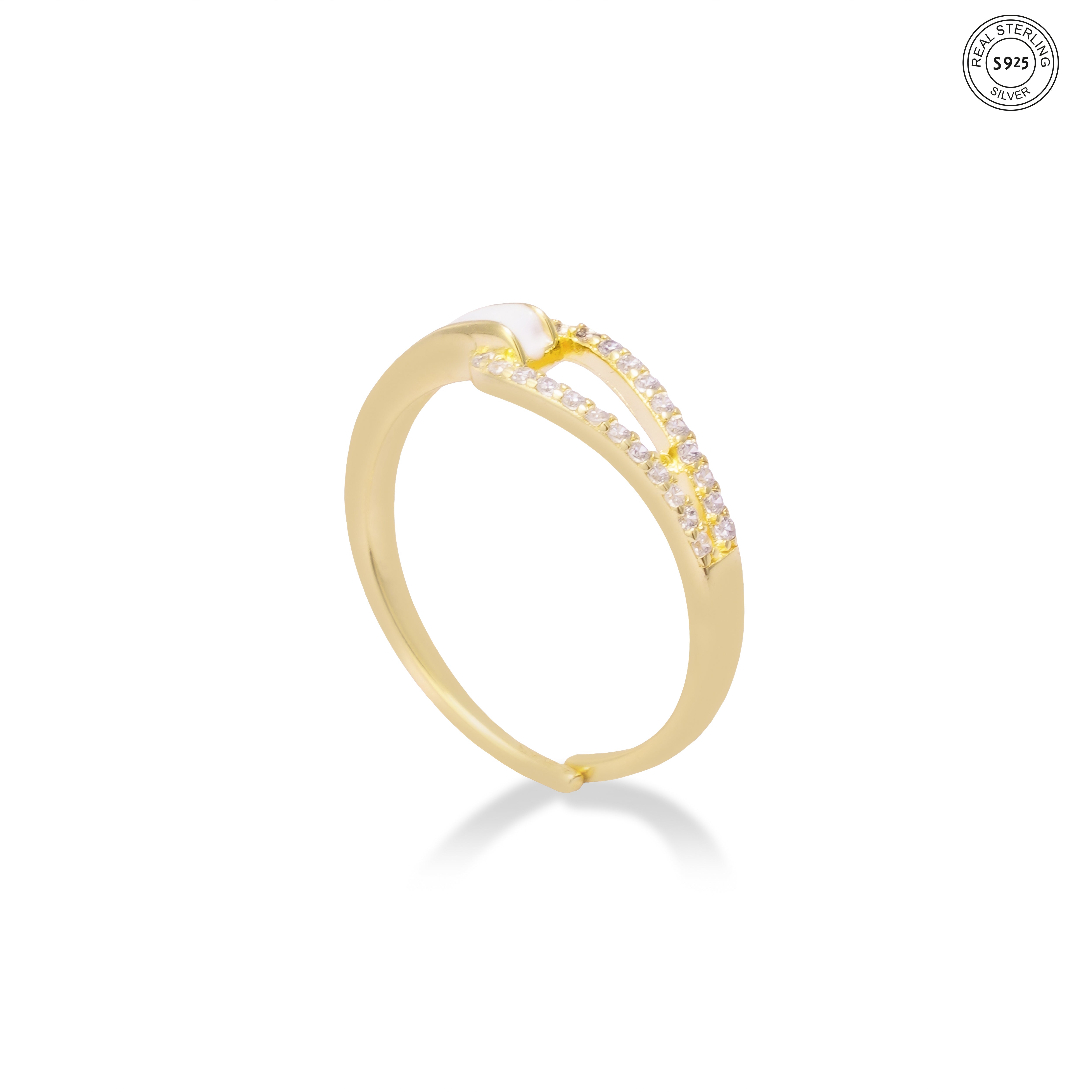 Silver Interlocked Enamel Ring