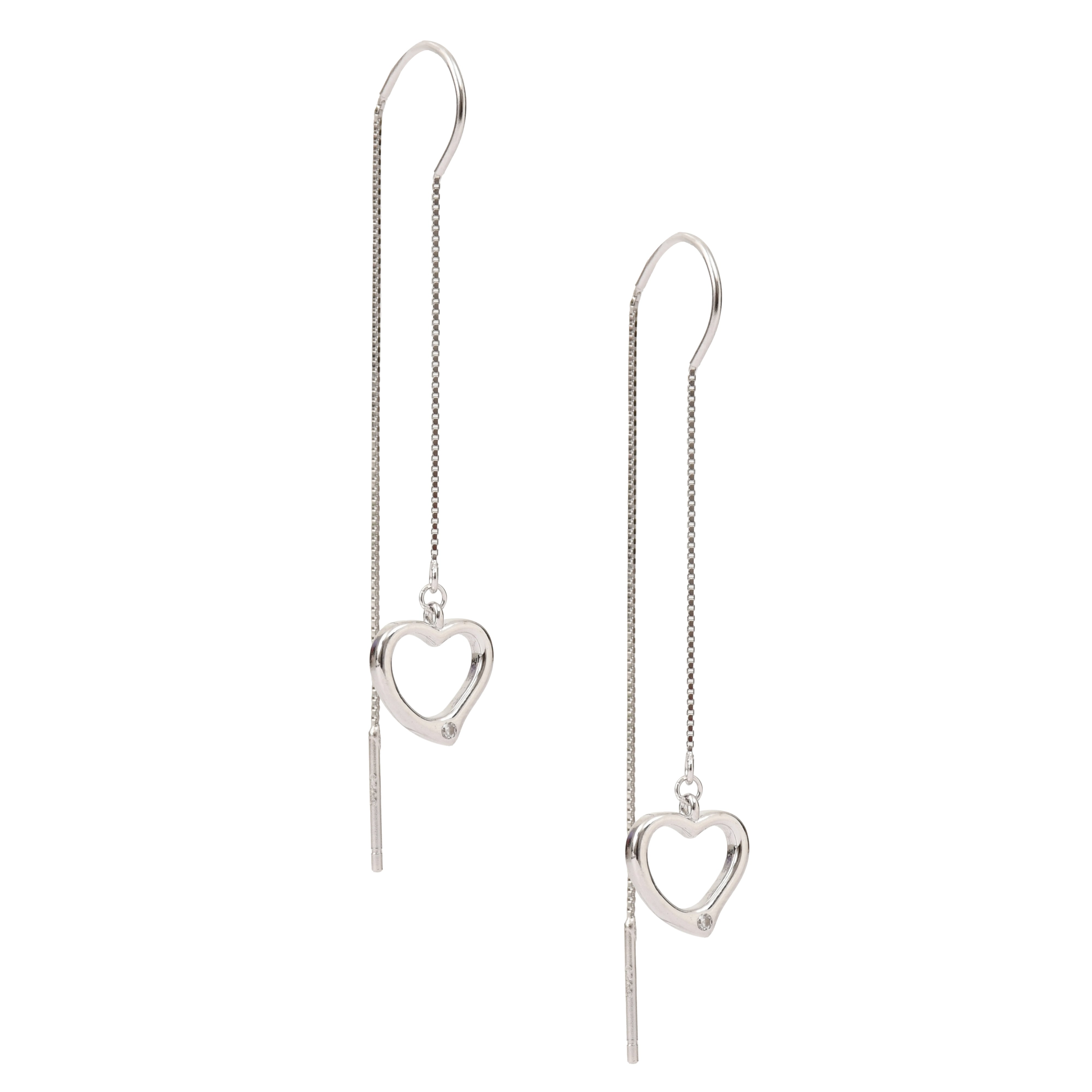 Silver Heart Danglers