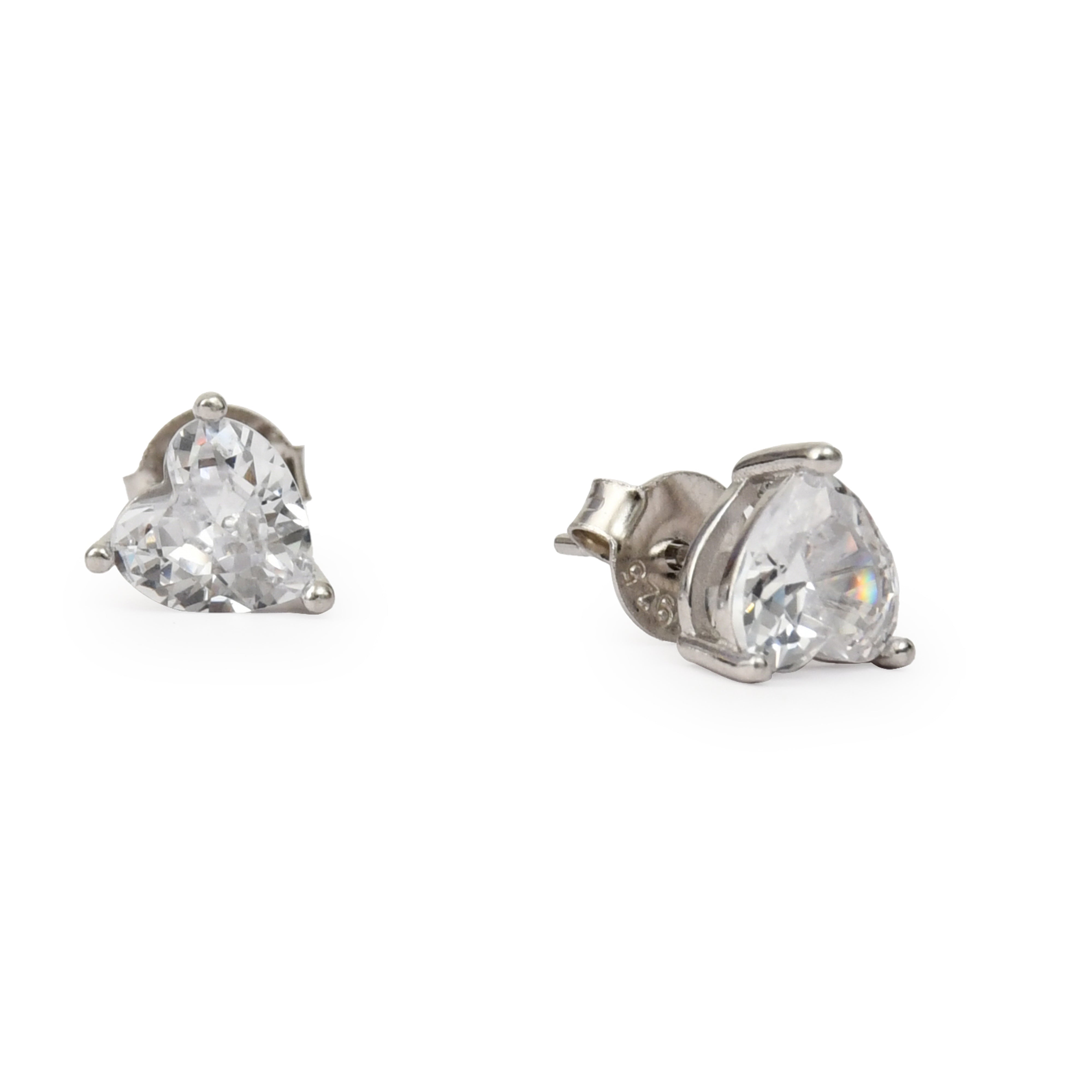 Silver Heart Studs