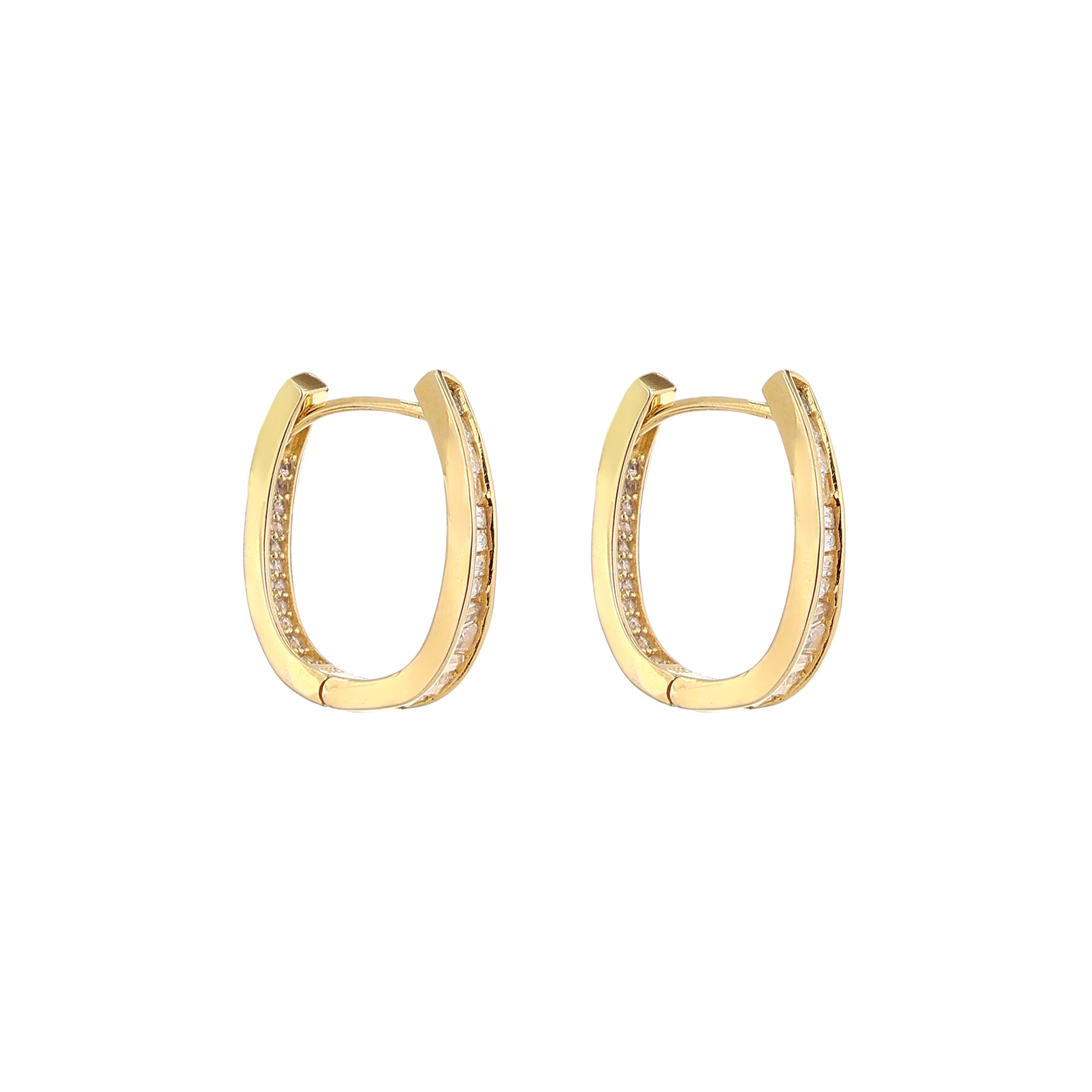 Baguette Curved Gold-Plated Silver Huggie Earrings