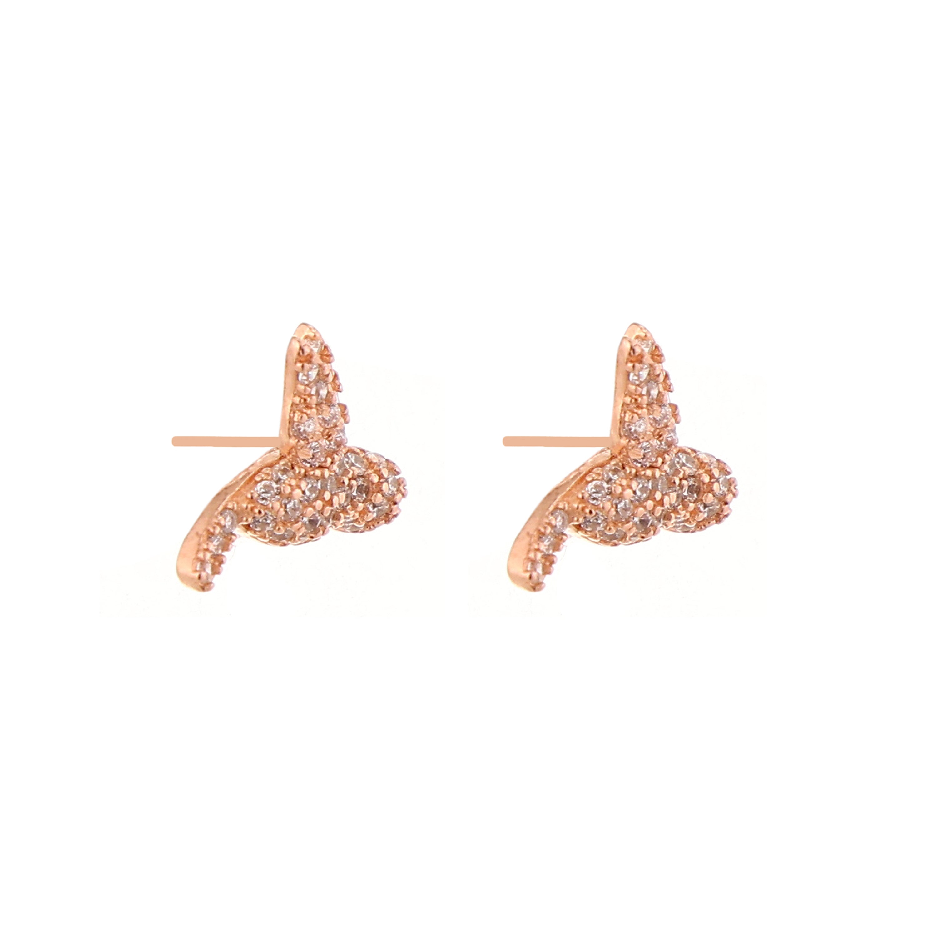 Hummingbird Pave Rose Gold-Plated Silver Stud Earrings