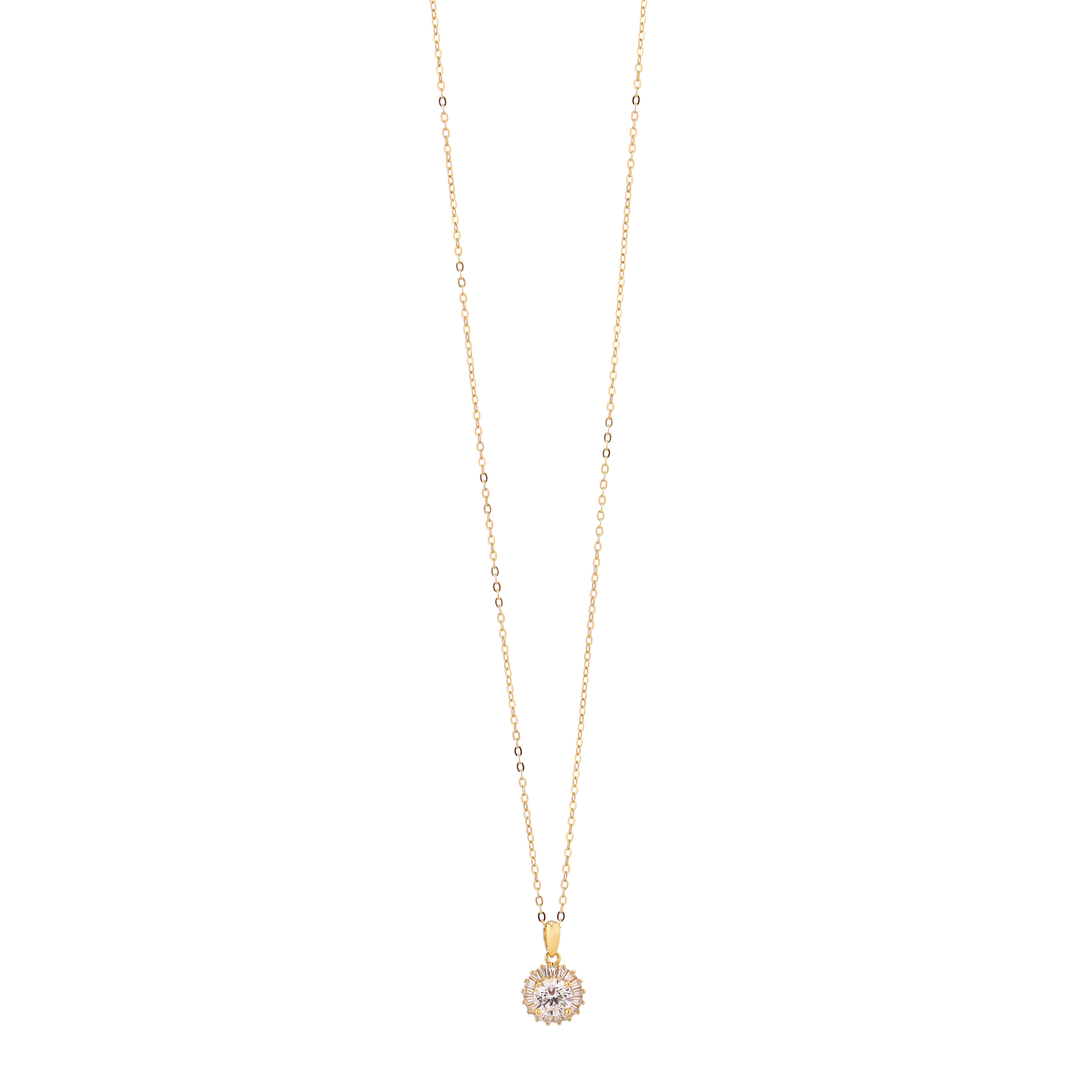 Sunburst Solitaire Gold-Plated Silver Pendant