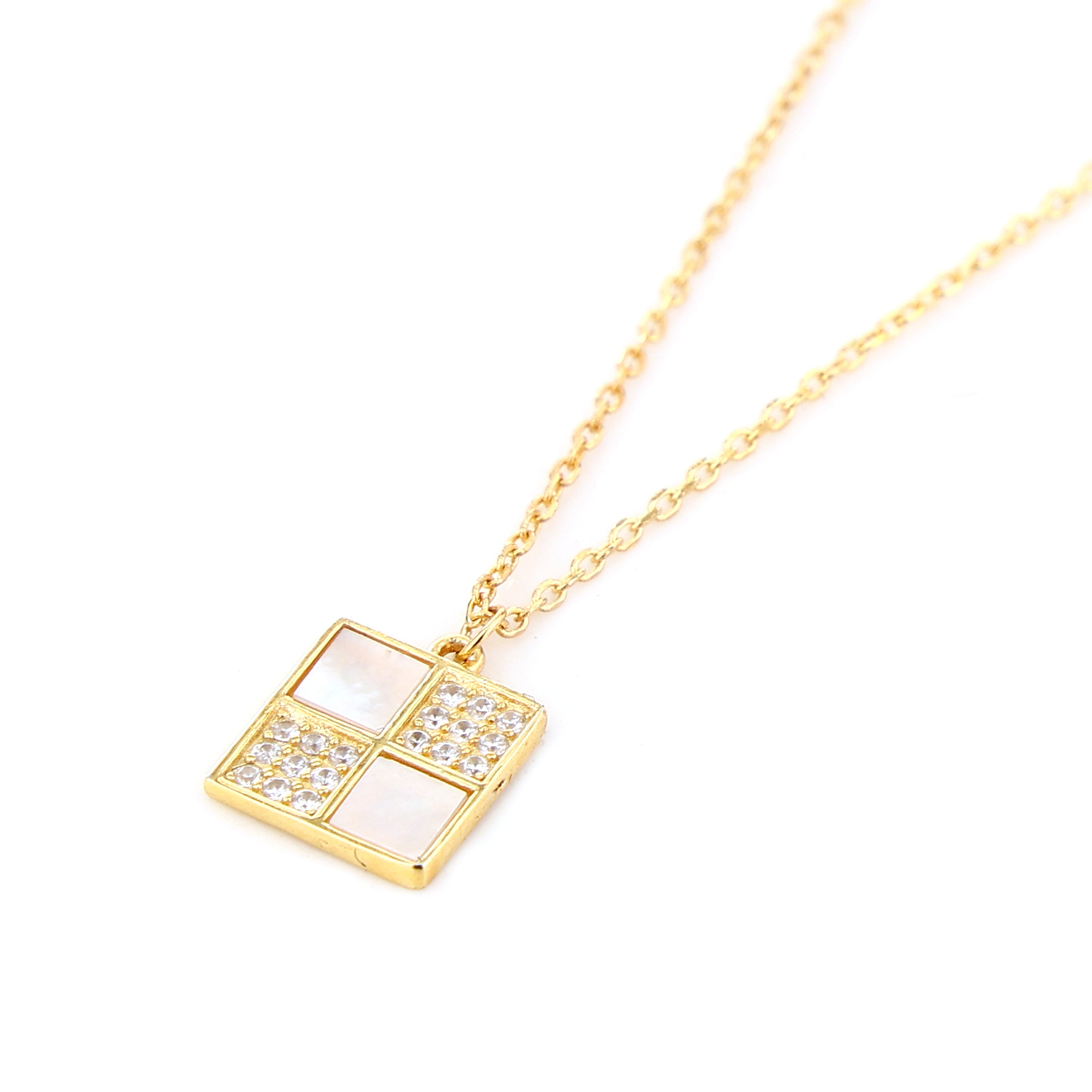 Geometric Mosaic Gold-Plated Silver Pendant