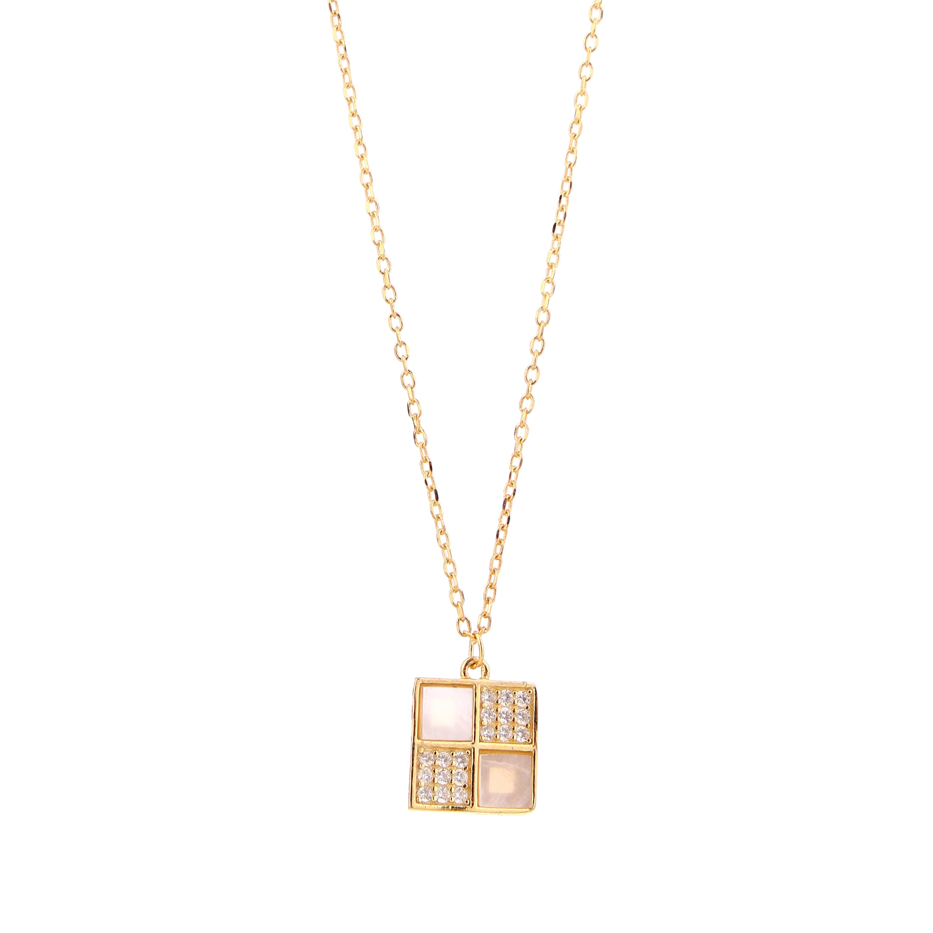 Geometric Mosaic Gold-Plated Silver Pendant