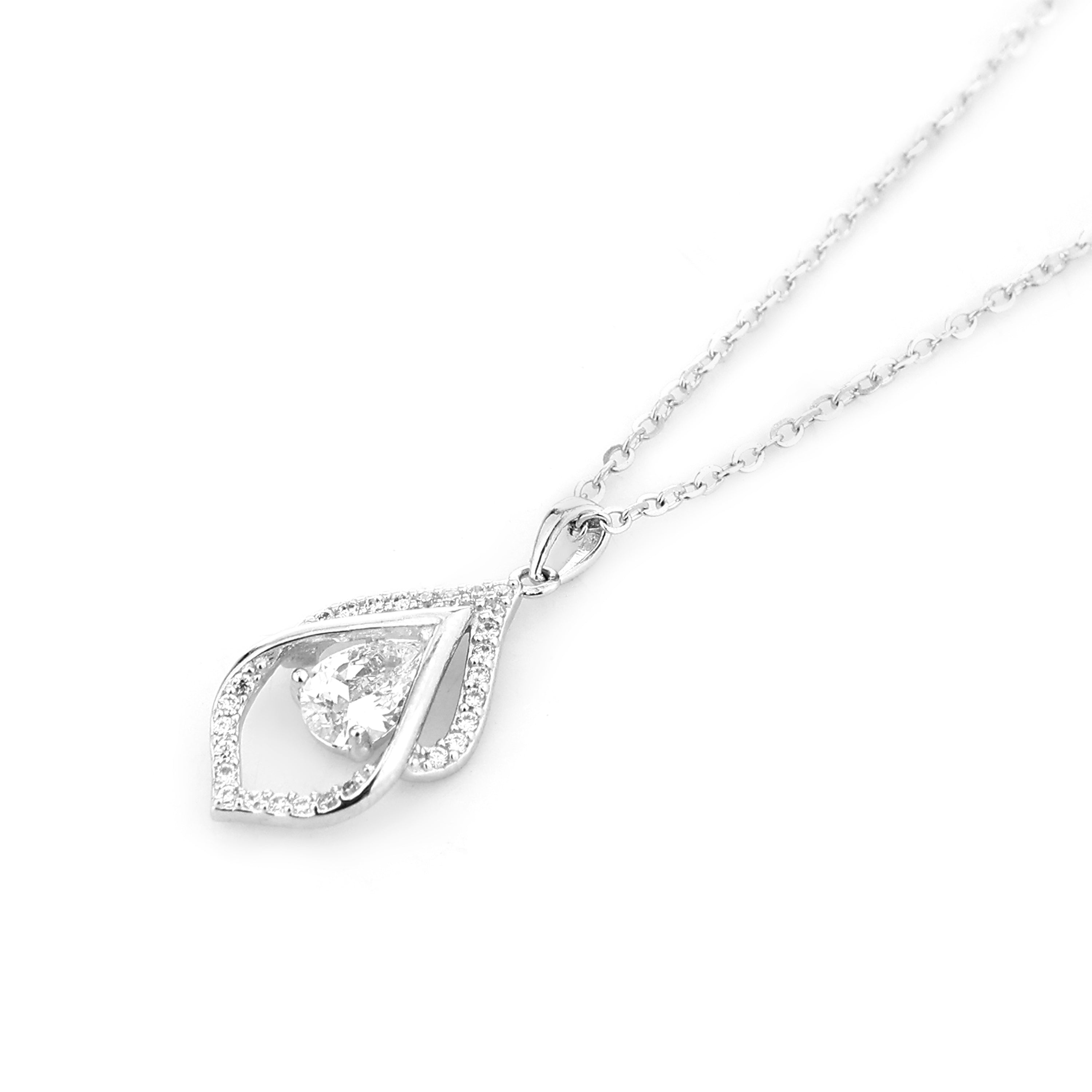Radiant Teardrop Marquise Silver Pendant