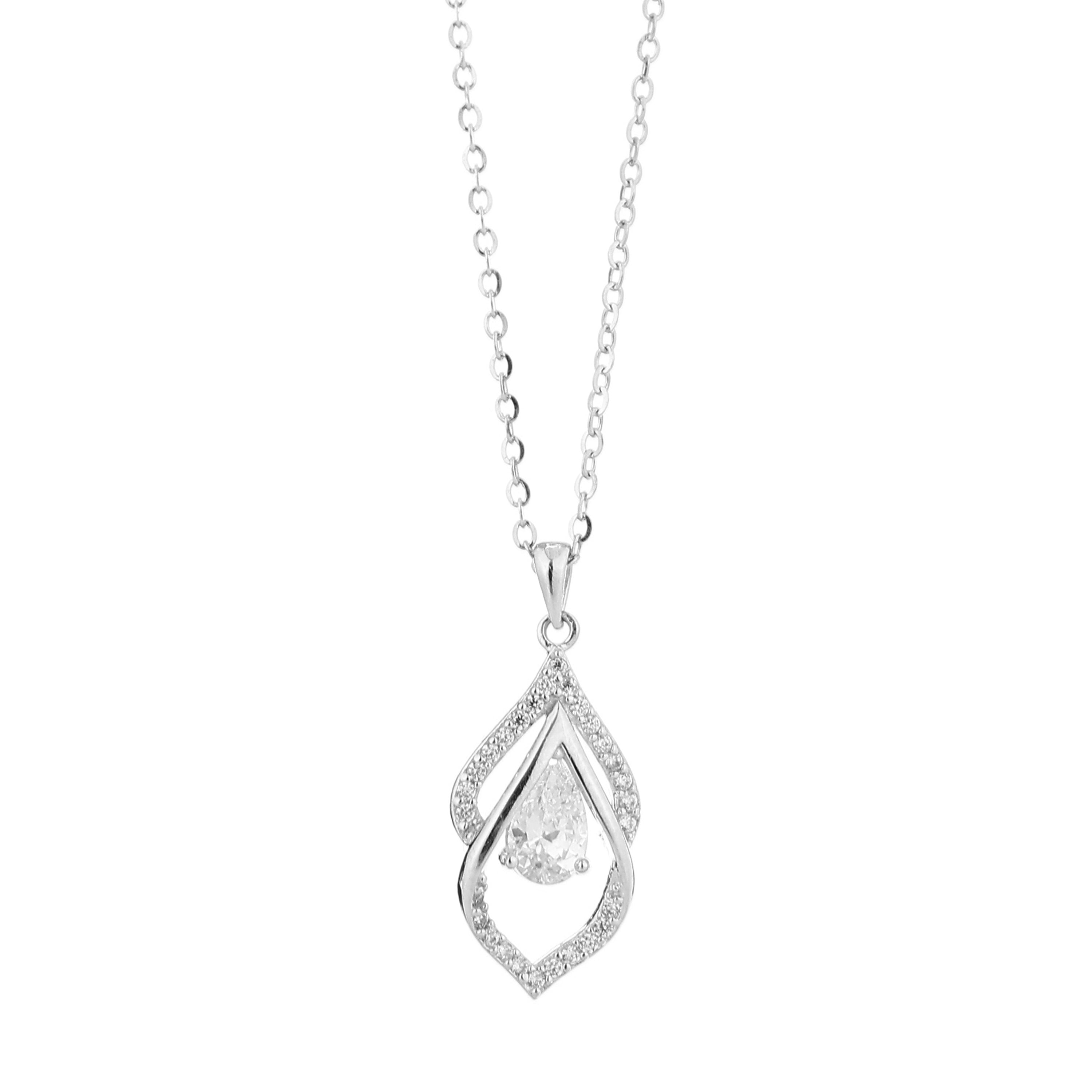 Radiant Teardrop Marquise Silver Pendant