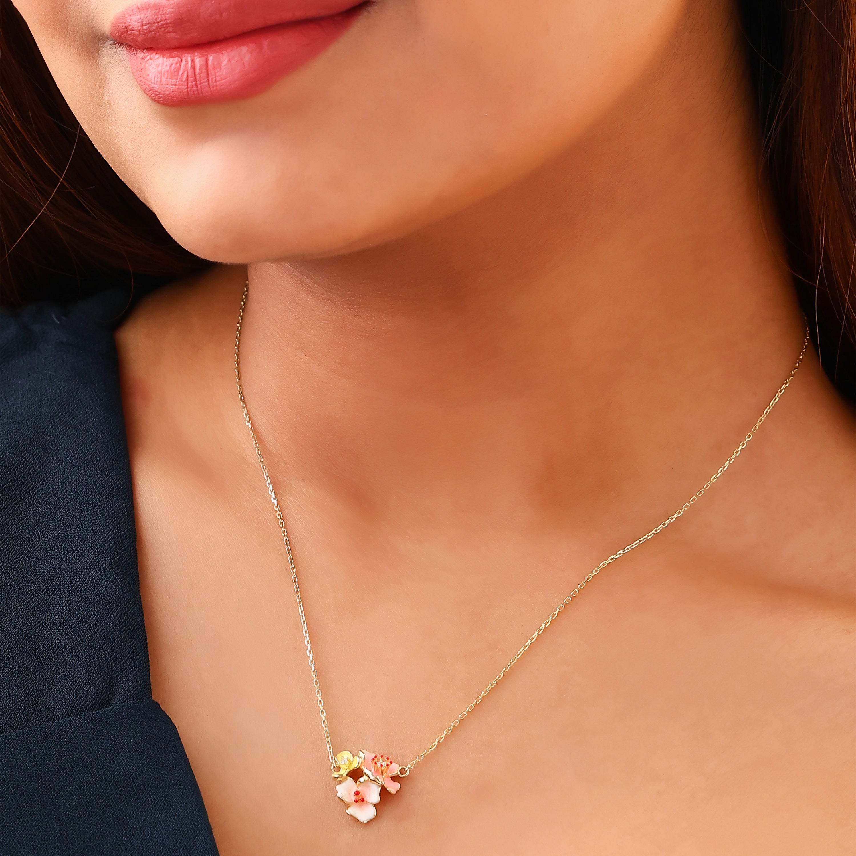 Blossom Garden Enamel Gold-Plated Silver Pendant