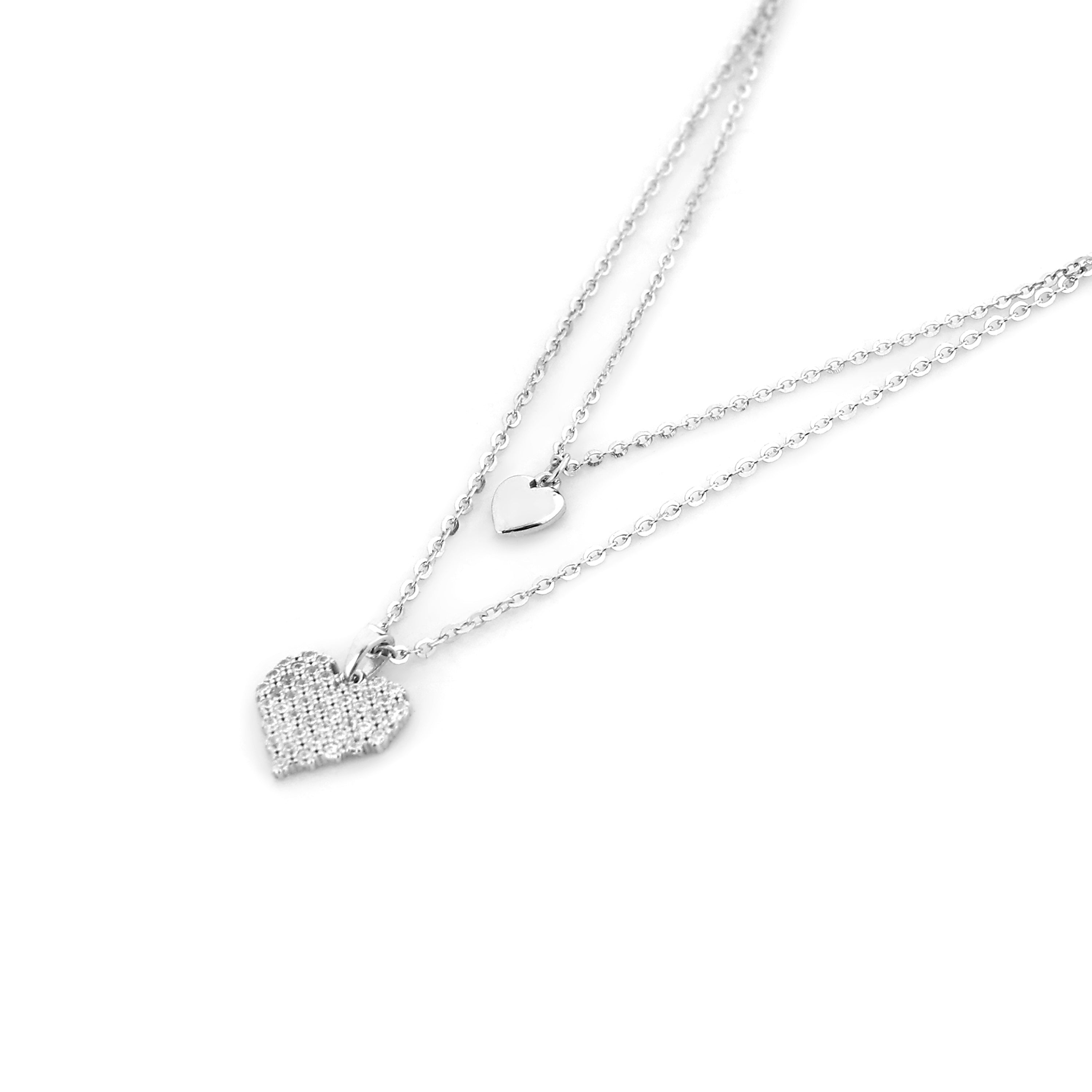 Dual Heart Layered Silver Pendant