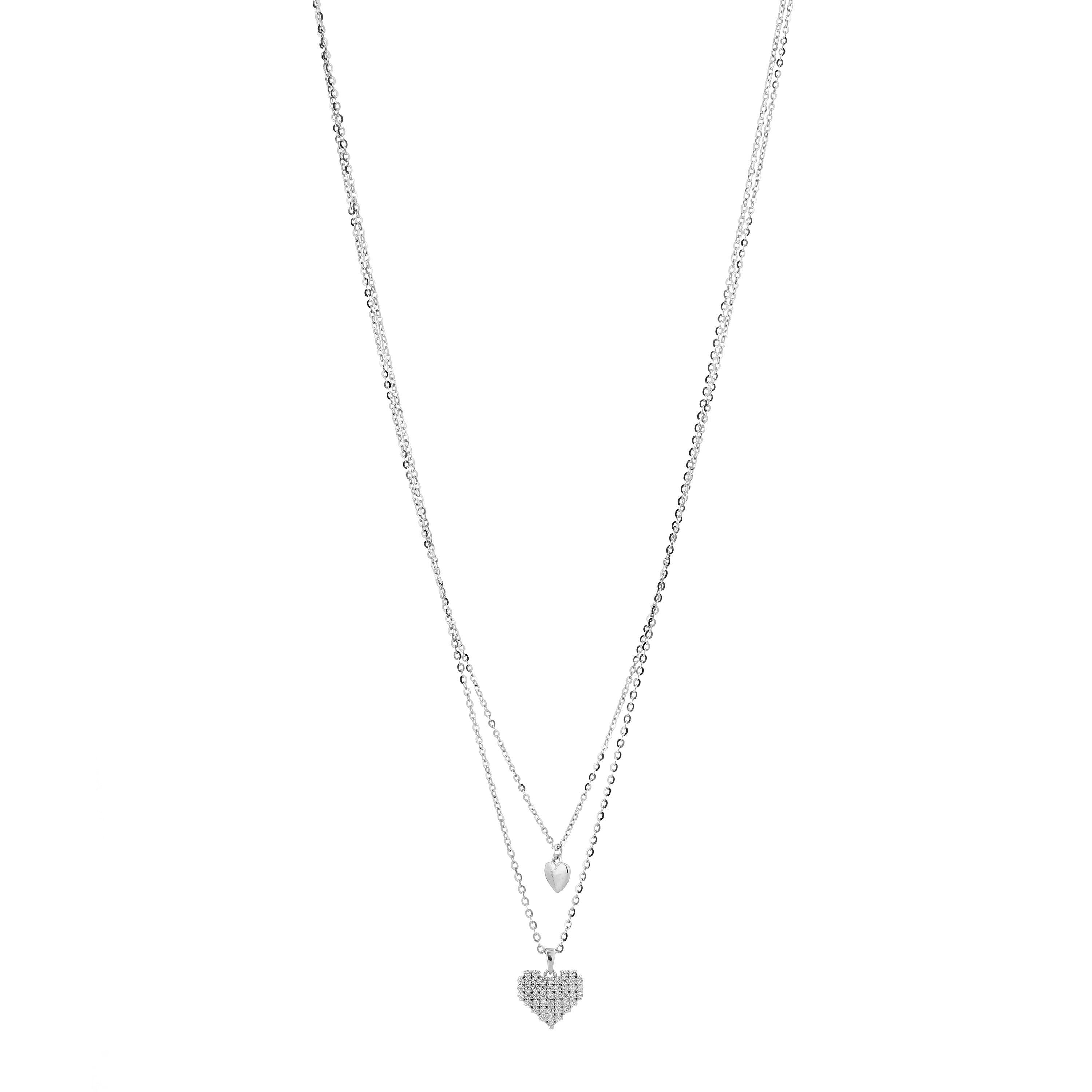 Dual Heart Layered Silver Pendant
