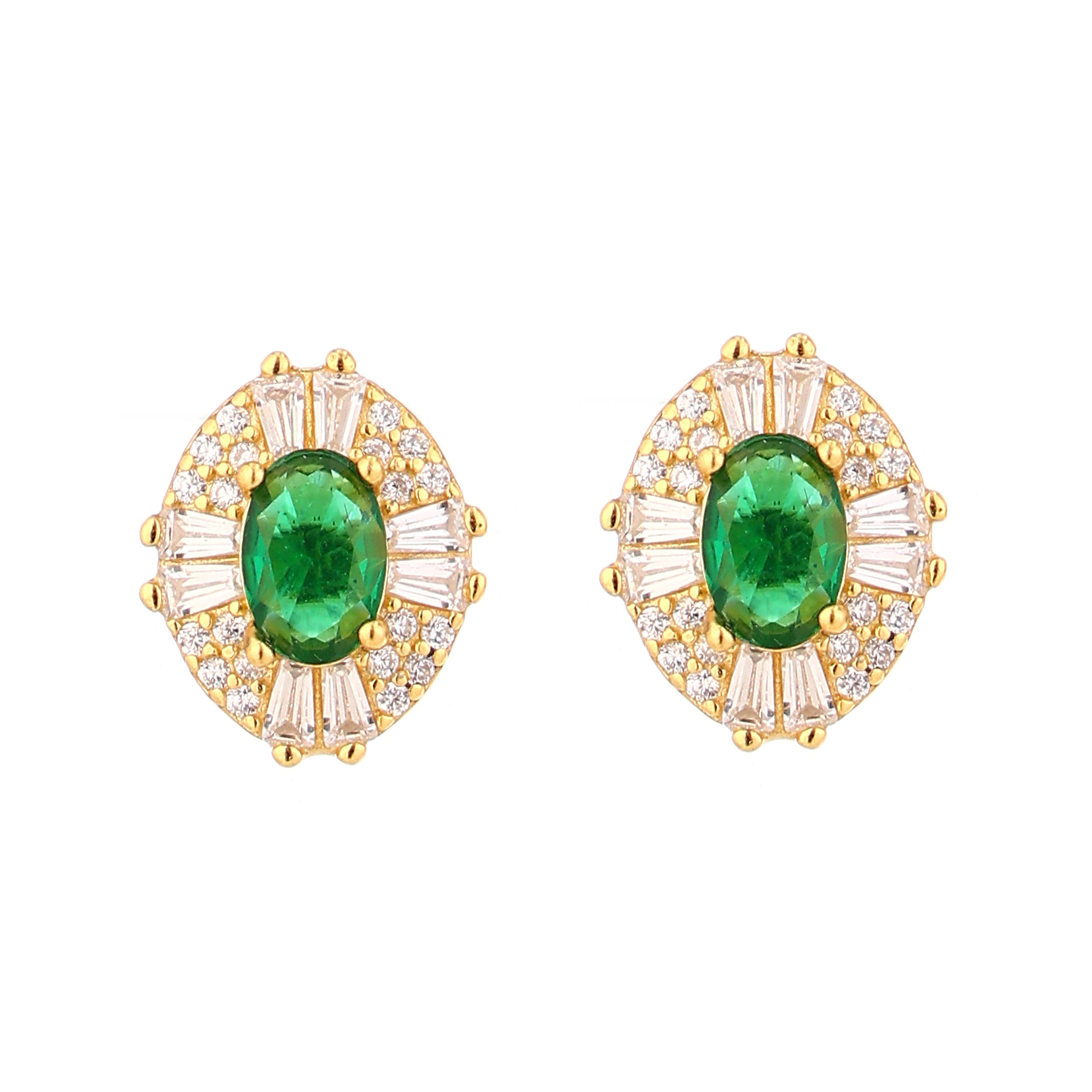 Emerald Radiance Halo Gold-Plated Silver Pendant Set