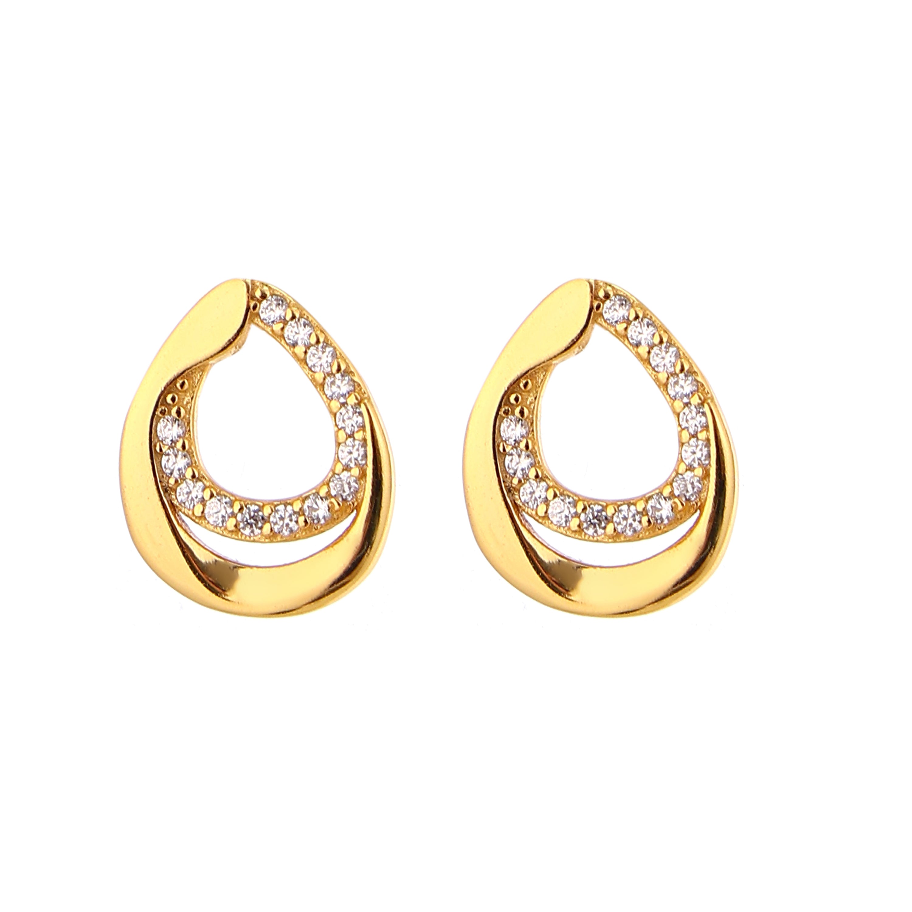 Curved Teardrop Gold-Plated Silver Pendant Set