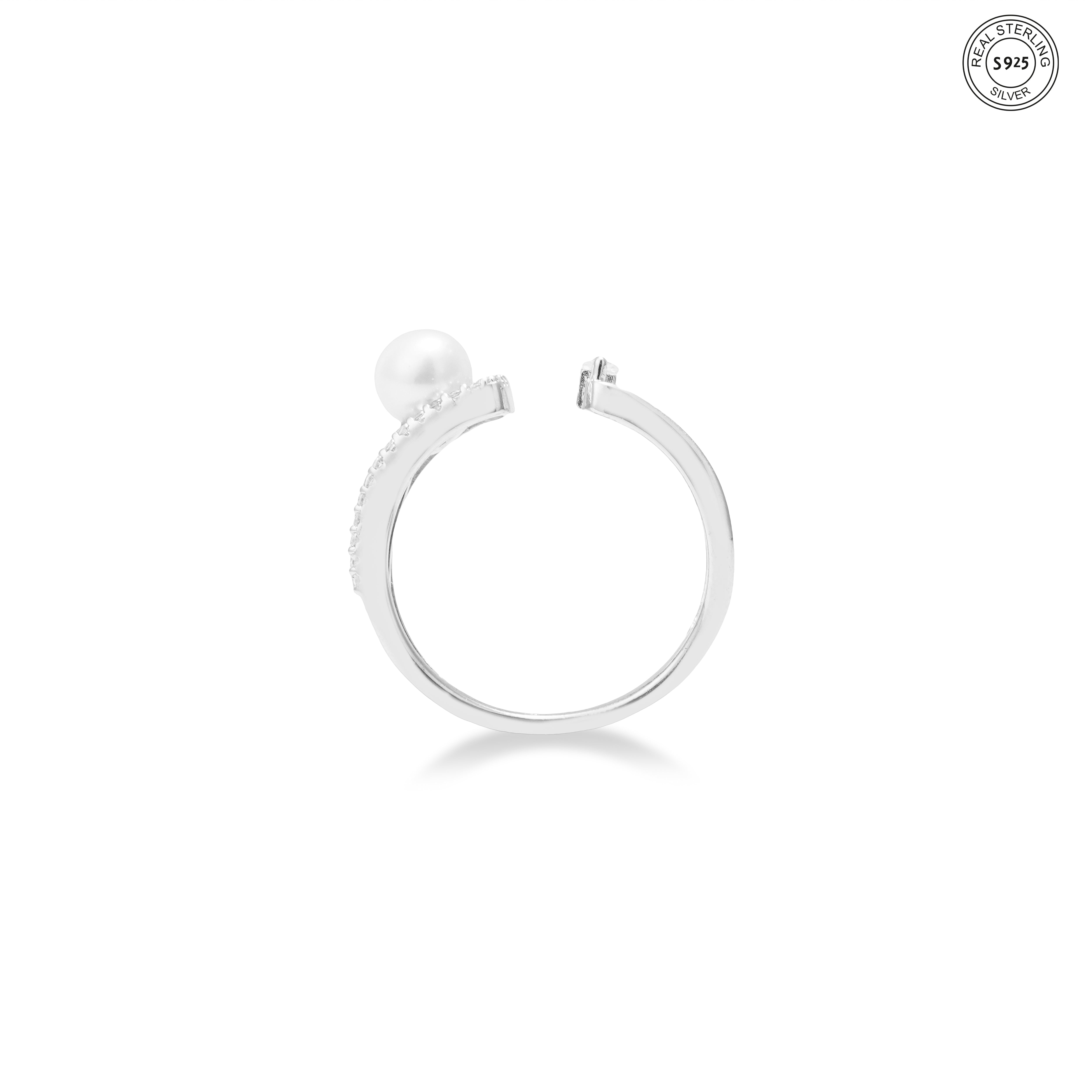 Adjustable pearl silver ring 925 sterling silver for women gifting