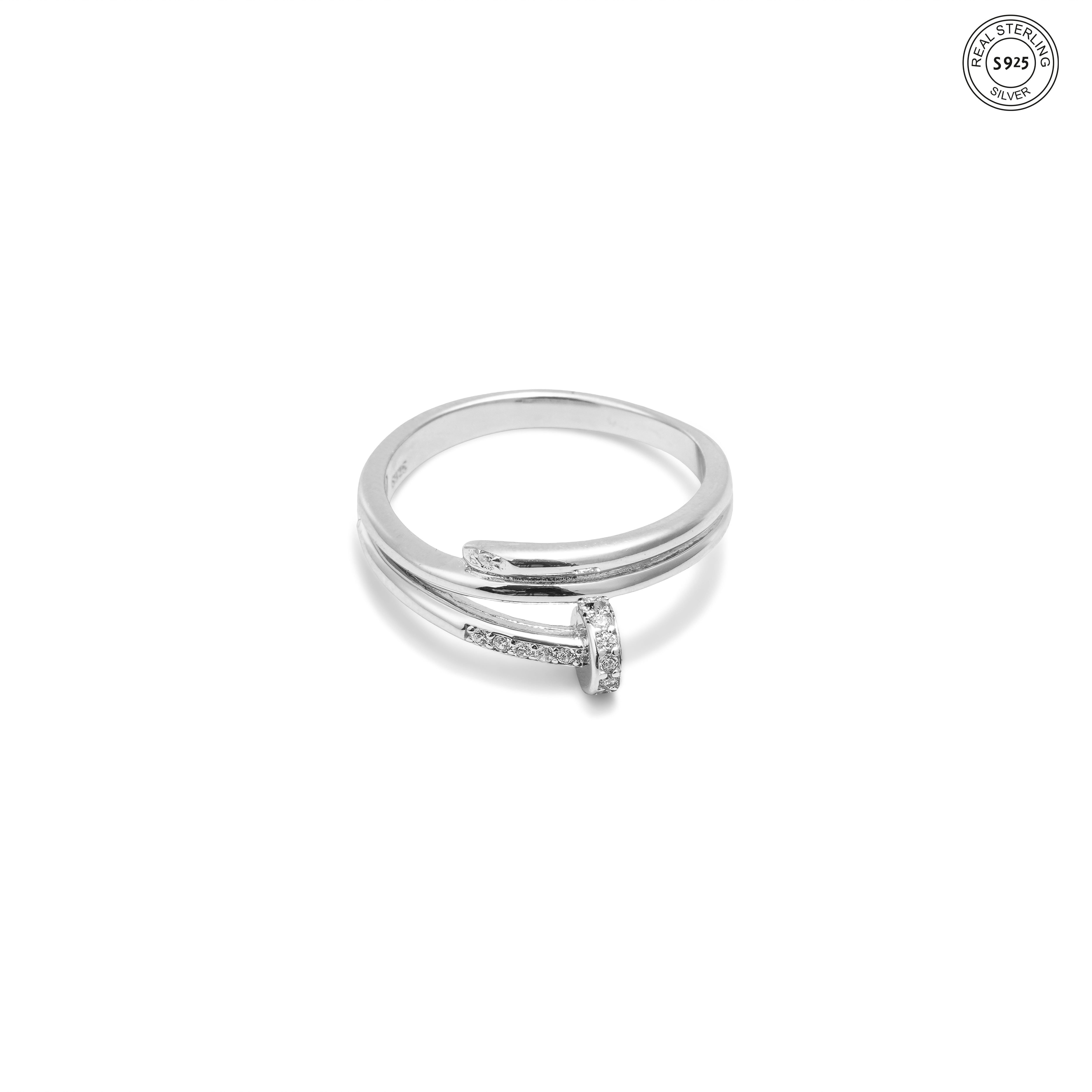Adjustable silver ring for women comfortable modern design