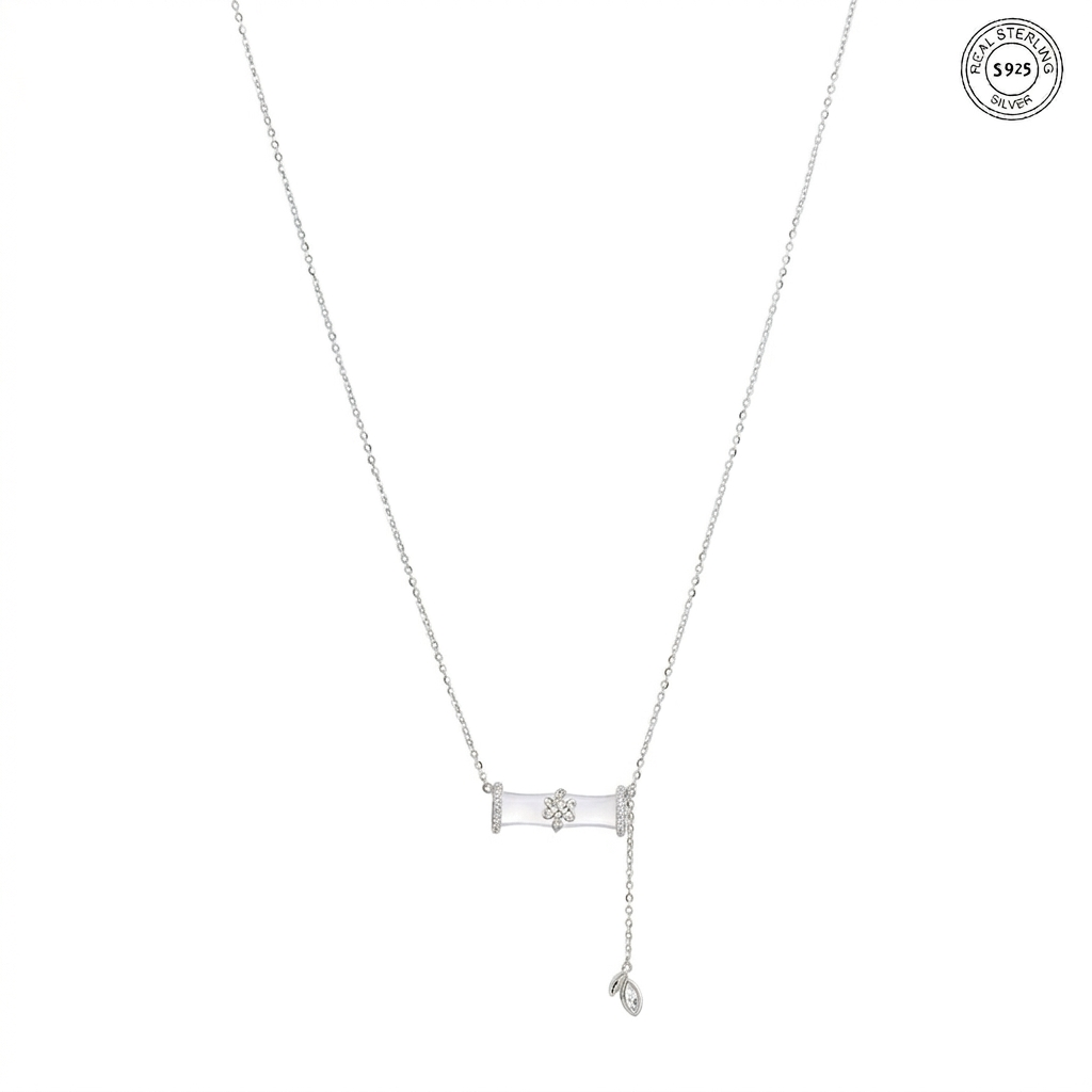 Bamboo pendant necklace dainty nature inspired jewellery
