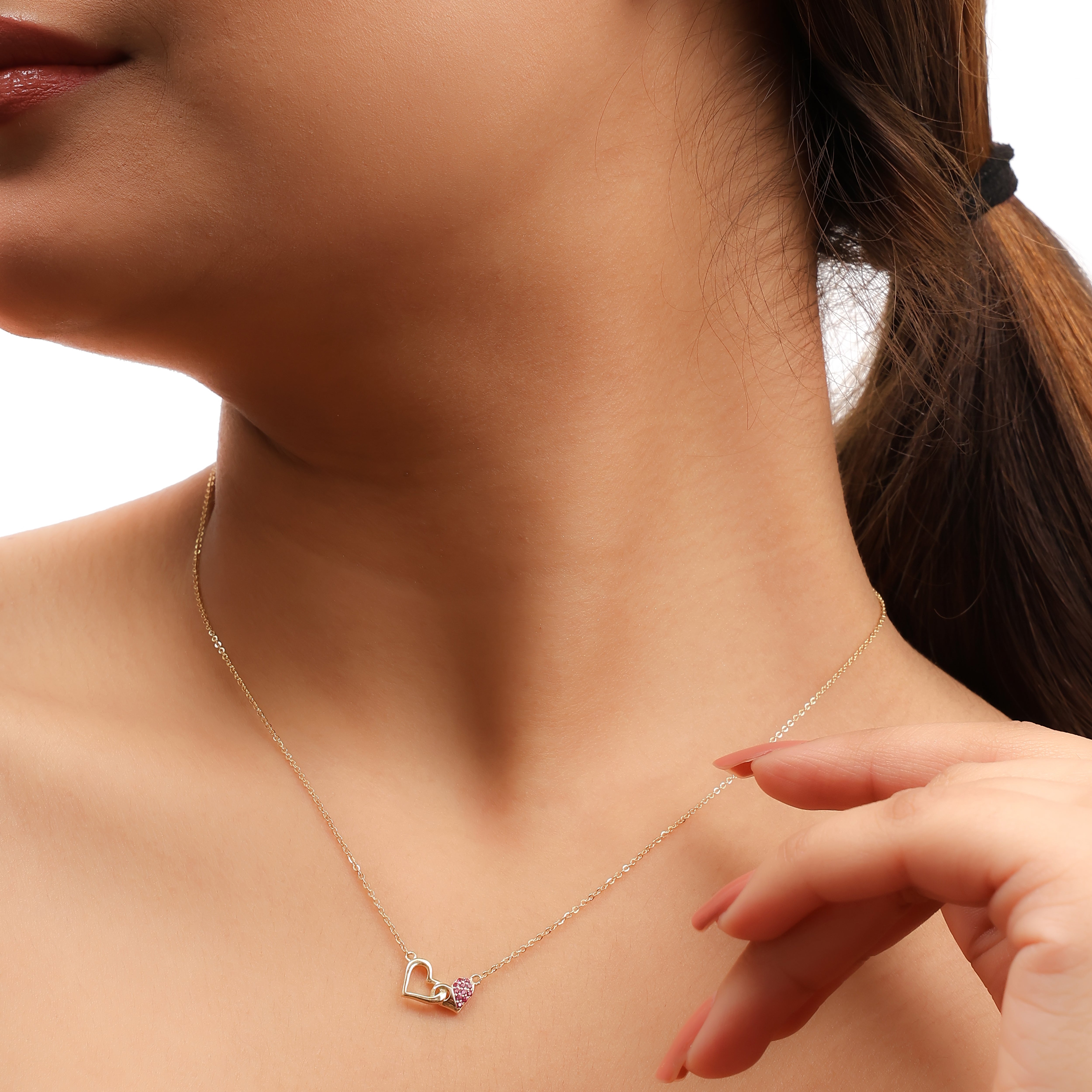 Blush heart 925 silver pendant necklace for women romantic heart jewelry